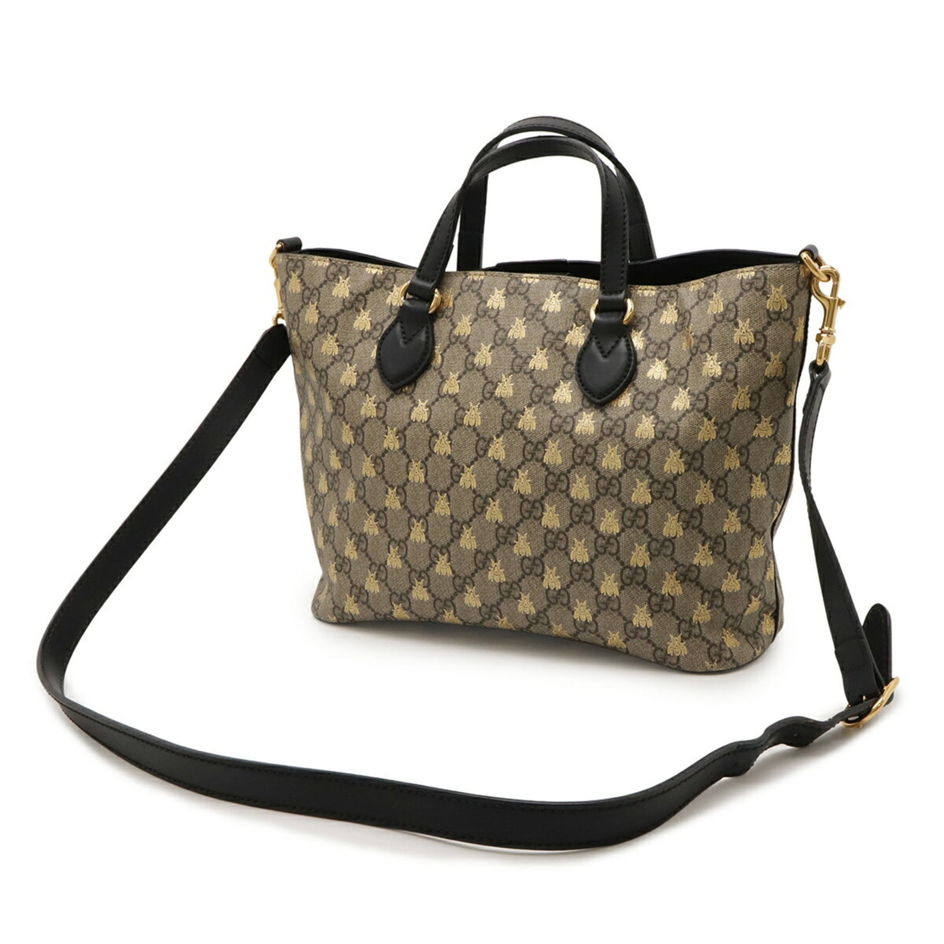 Gucci Beige Brown Gg Supreme Canvas Pvc Coated Canvas Leather Handbag Shoulder Bag Tote Bag