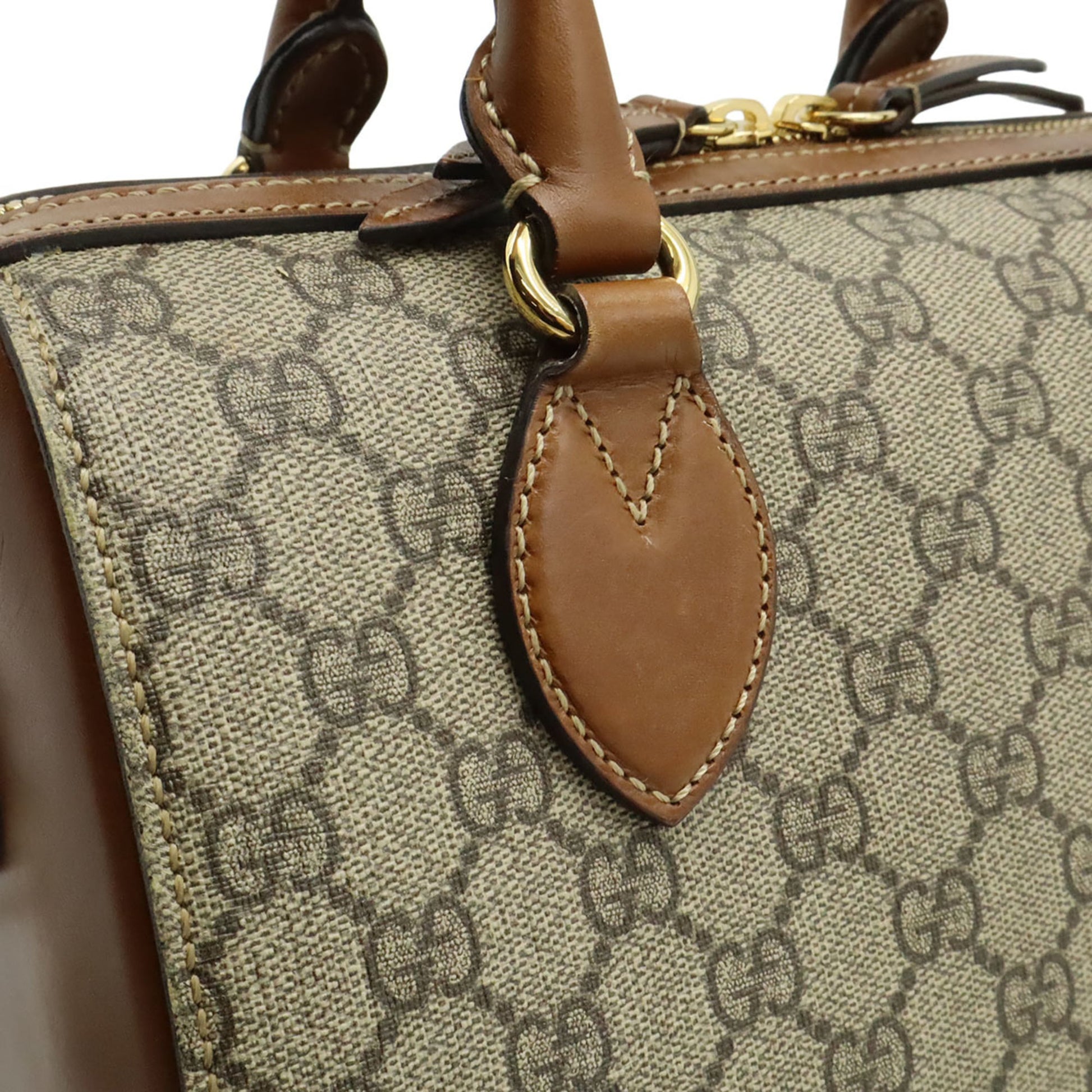 Gucci Beige Brown Gg Supreme Canvas Leather Handbag Shoulder Bag