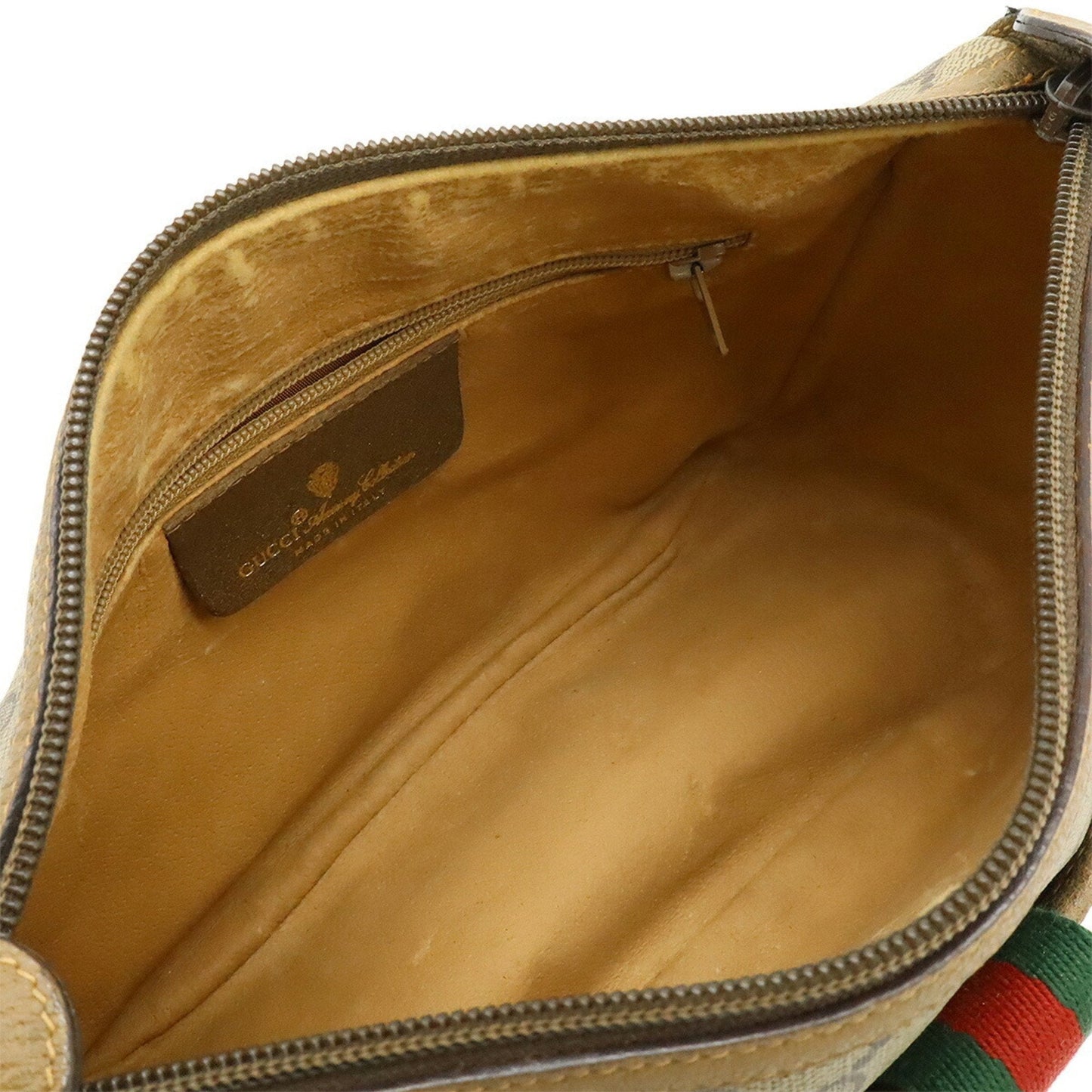 Gucci Sherry Line Beige Brown Green Red Color Pvc Leather Pochette Shoulder Bag