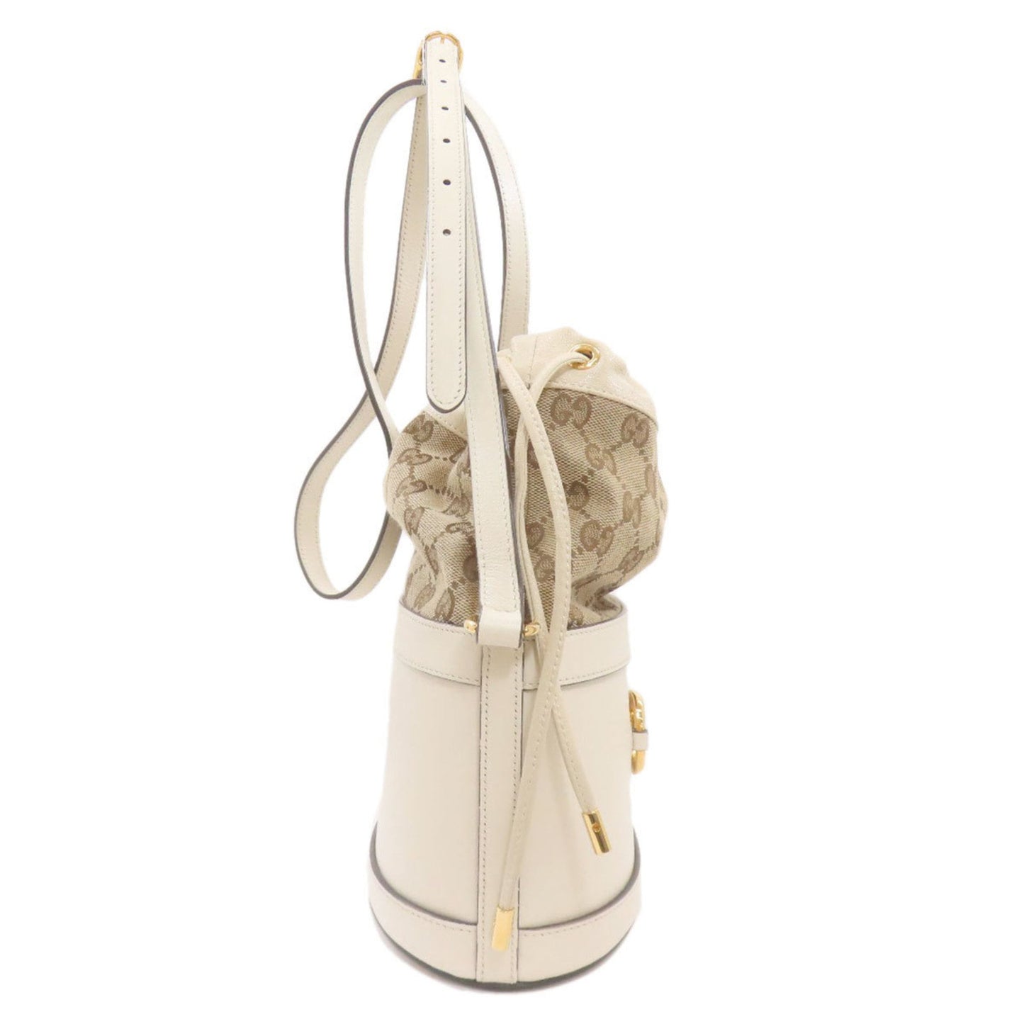 Gucci Horsebit Brown White Gg Canvas Shoulder Bag