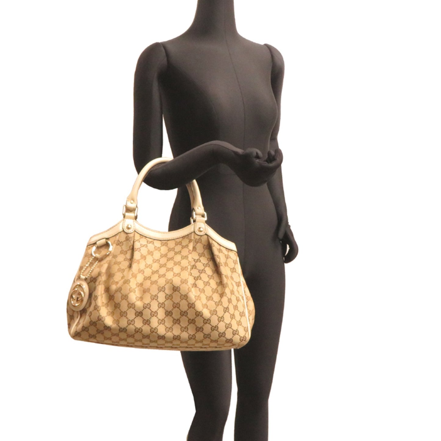 Gucci Sukey Beige Gg Canvas Handbag