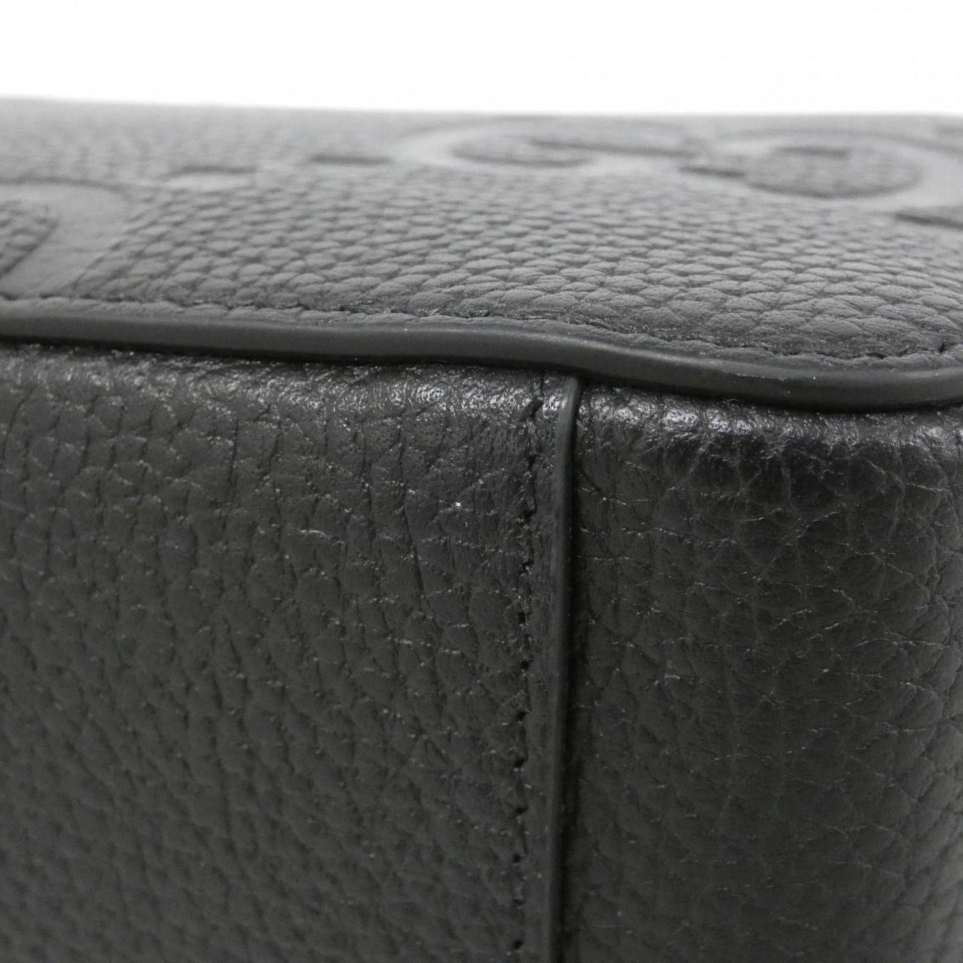 Gucci Black Gg Leather Shoulder Bag