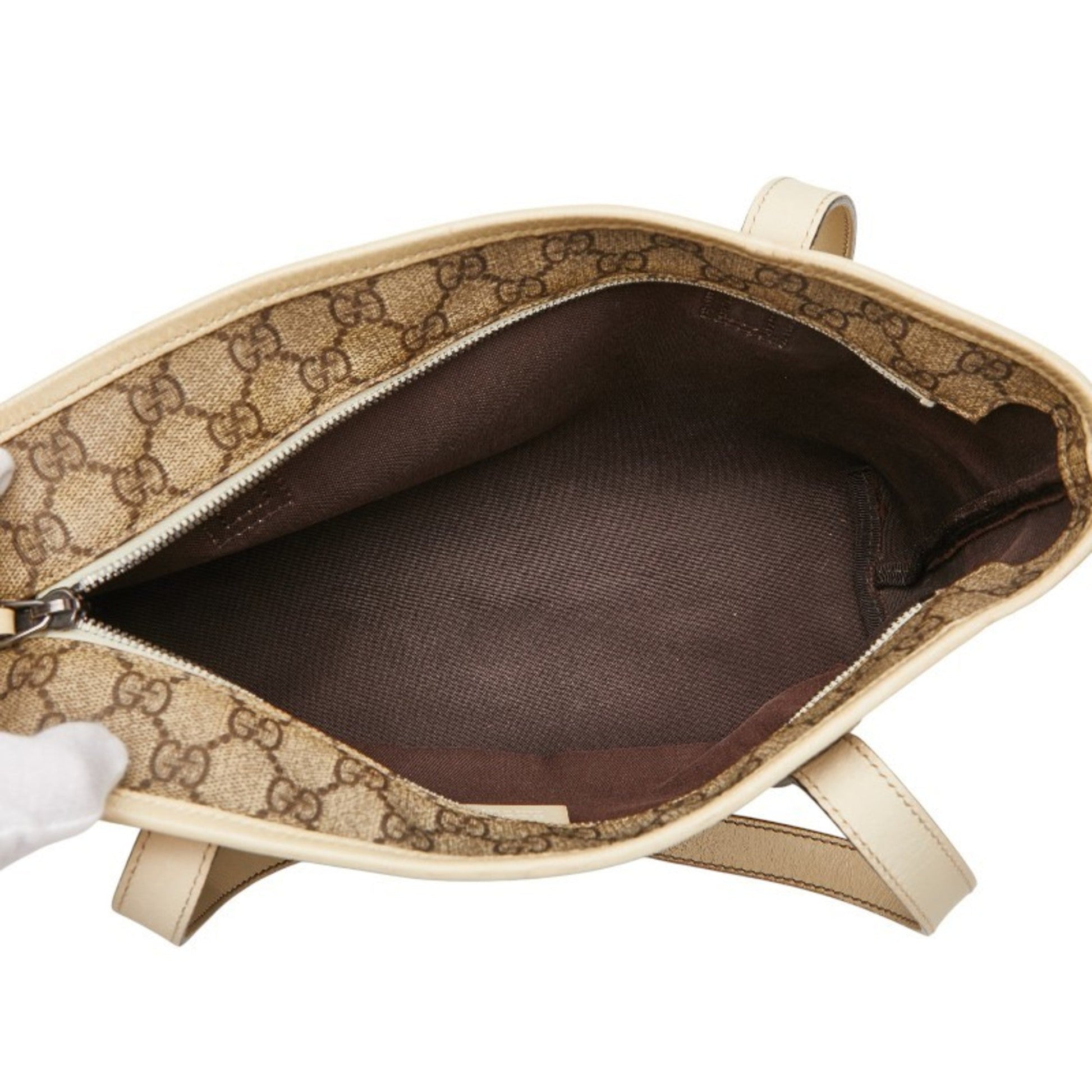 Gucci Beige Ivory Pvc Leather Handbag Tote Bag