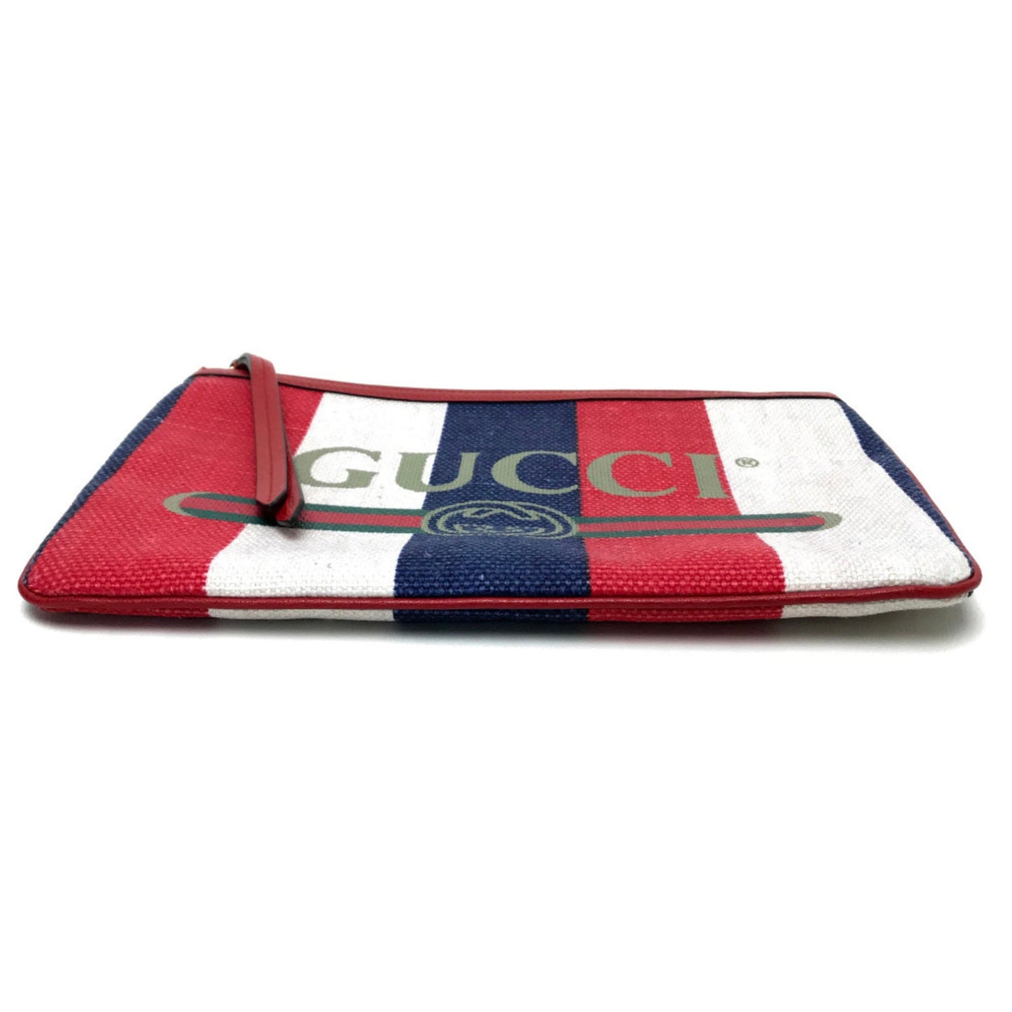 Gucci Red Color Canvas Leather Clutch Bag