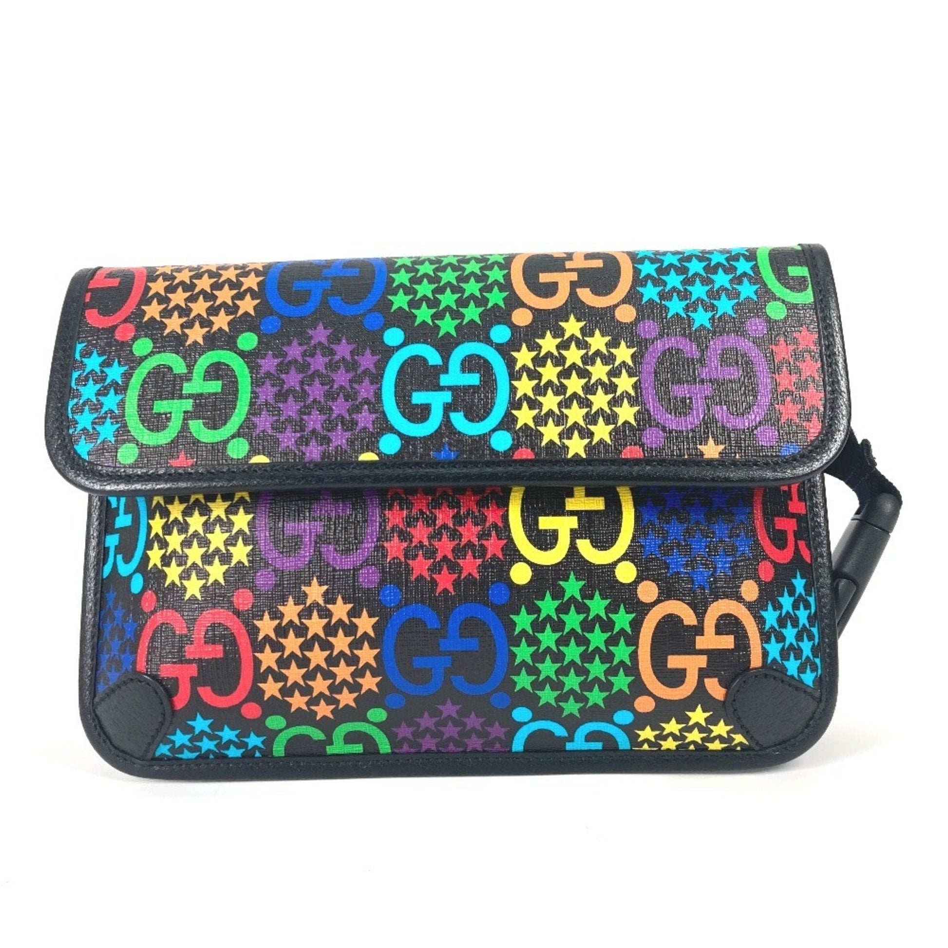 Gucci Black Multi-Color Leather Pvc Shoulder Bag Sling Bag