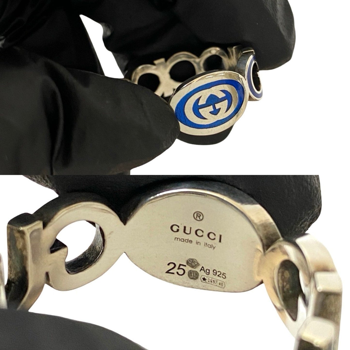 Gucci Silver Blue Silver 925 Band Ring