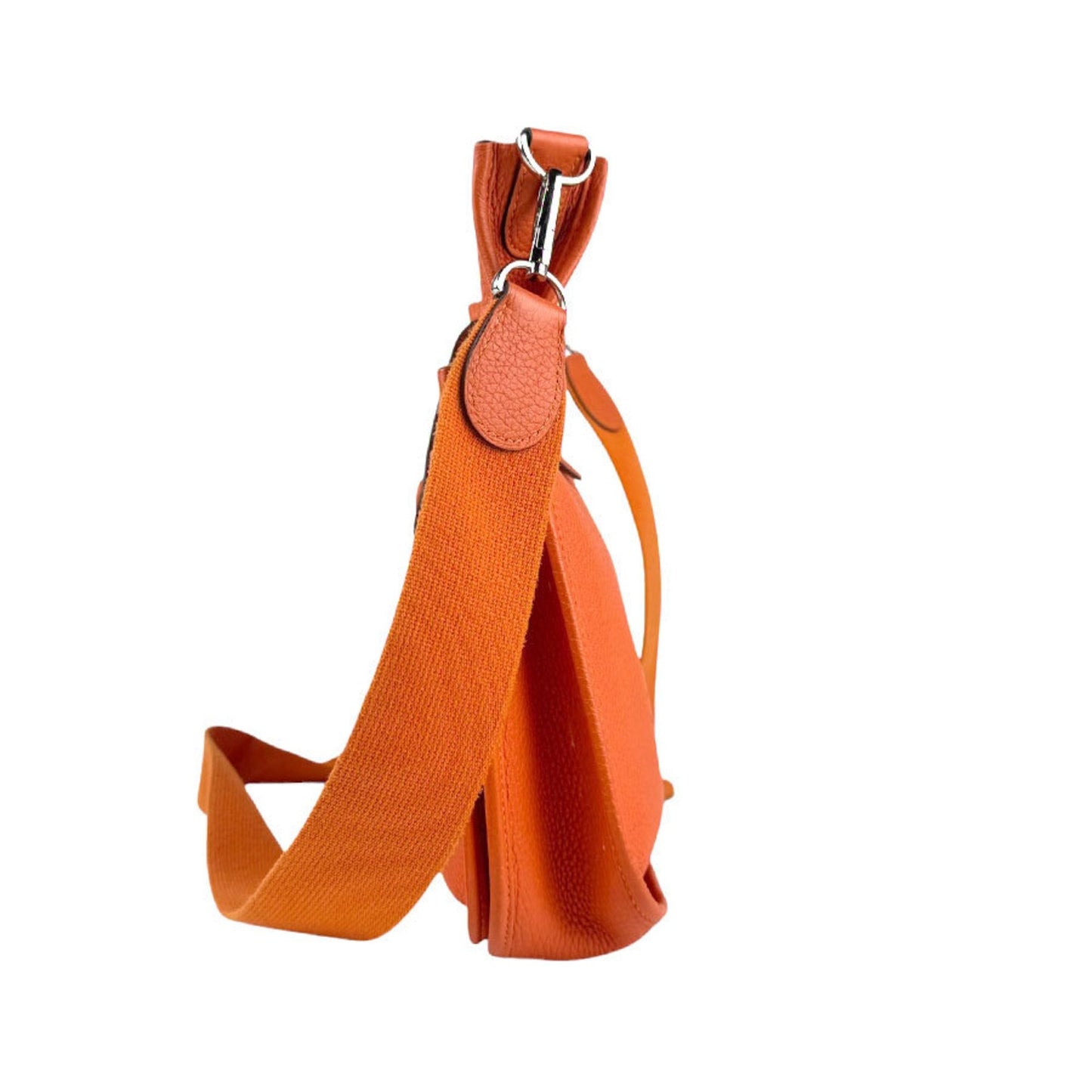 Hermes Taurillon Clemence Shoulder Bag Leather Orange Shoulder Bag 10