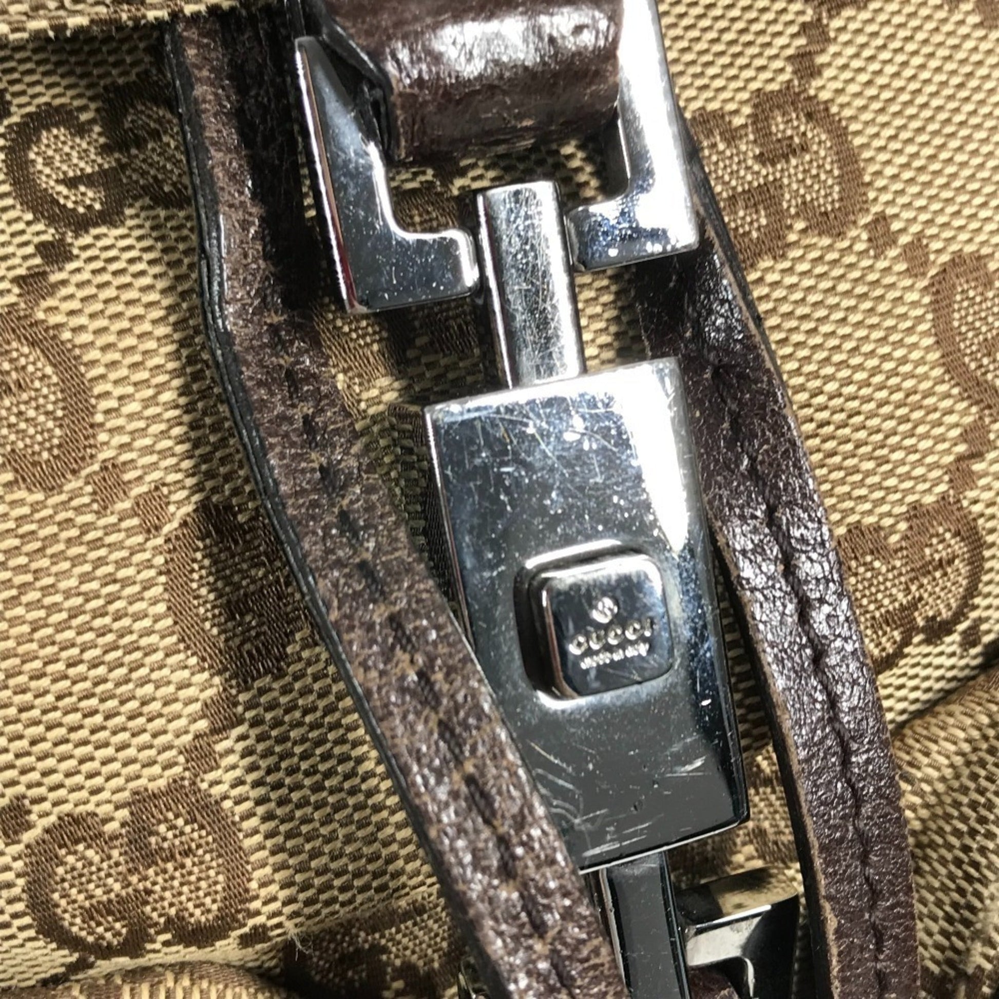 Gucci Beige Dark Brown Gg Canvas Backpack