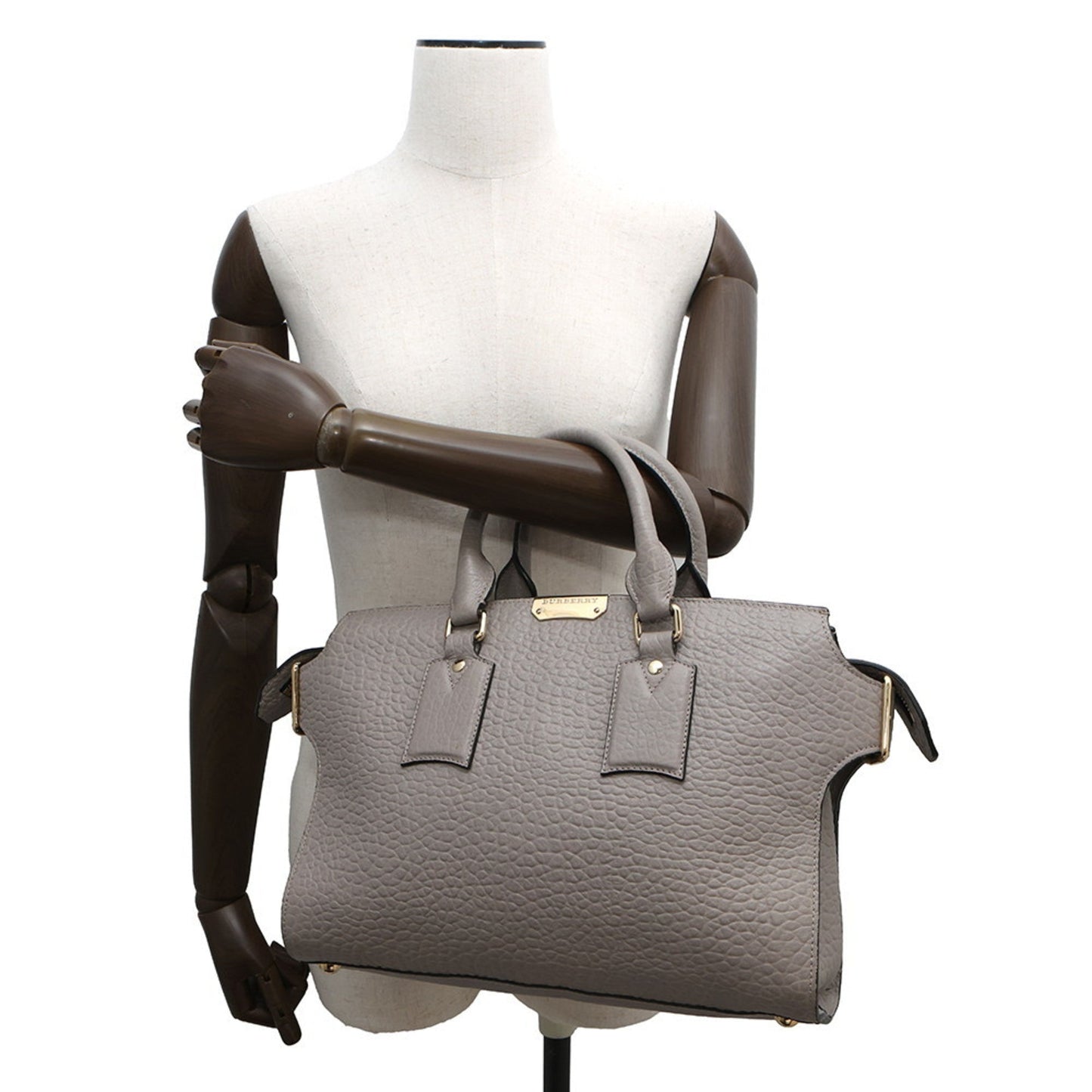 Burberry Handbag Shoulder Bag Leather Gray