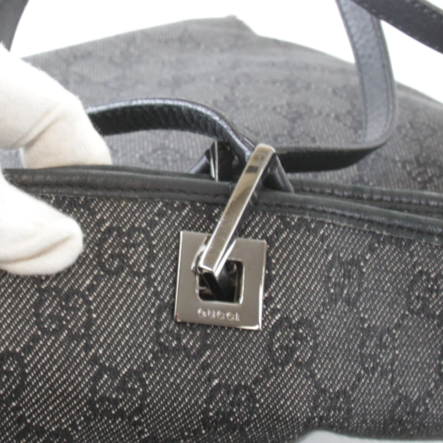 Gucci Black Gg Canvas Tote Bag
