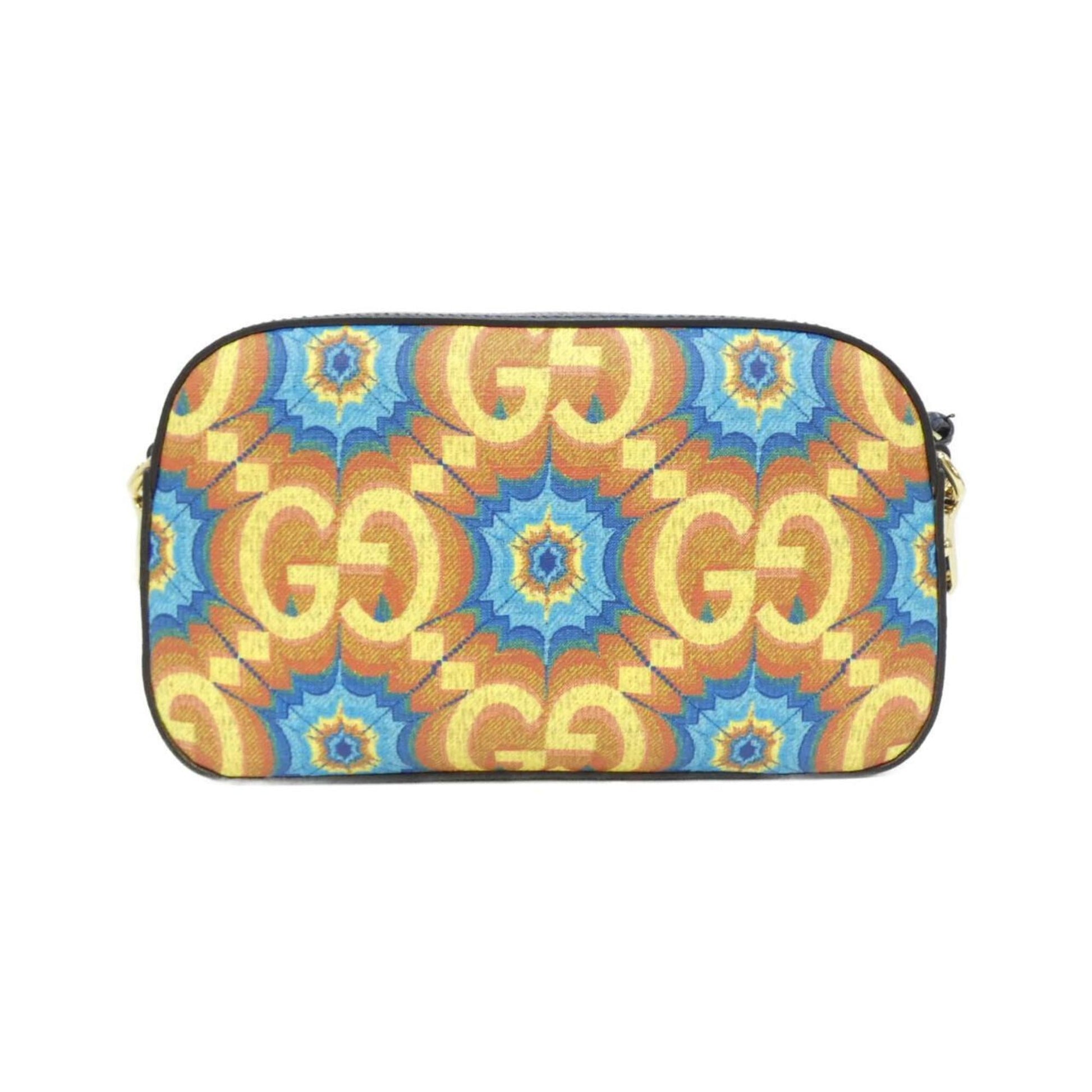 Gucci Blue Orange Coated Canvas Shoulder Bag