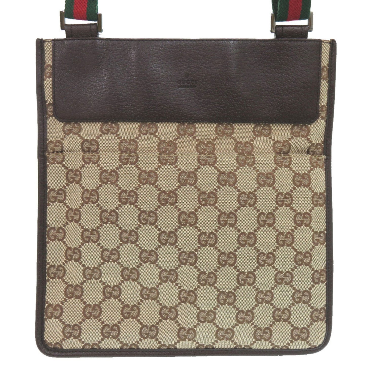 Gucci Brown Green Red Color Gg Canvas Leather Messenger Bag Sling Bag