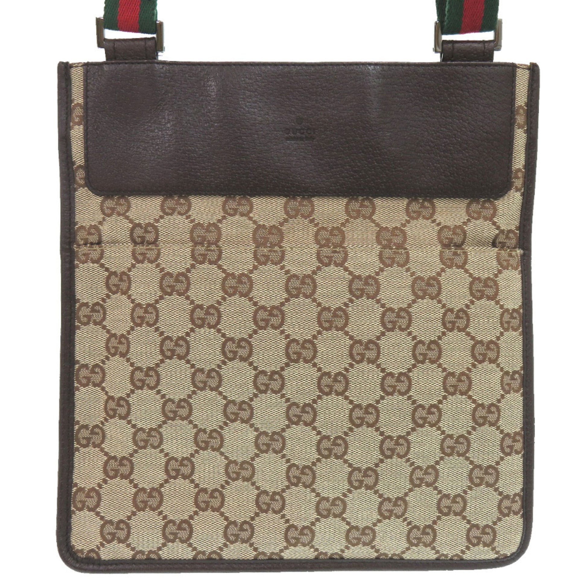 Gucci Brown Green Red Color Gg Canvas Leather Messenger Bag Sling Bag