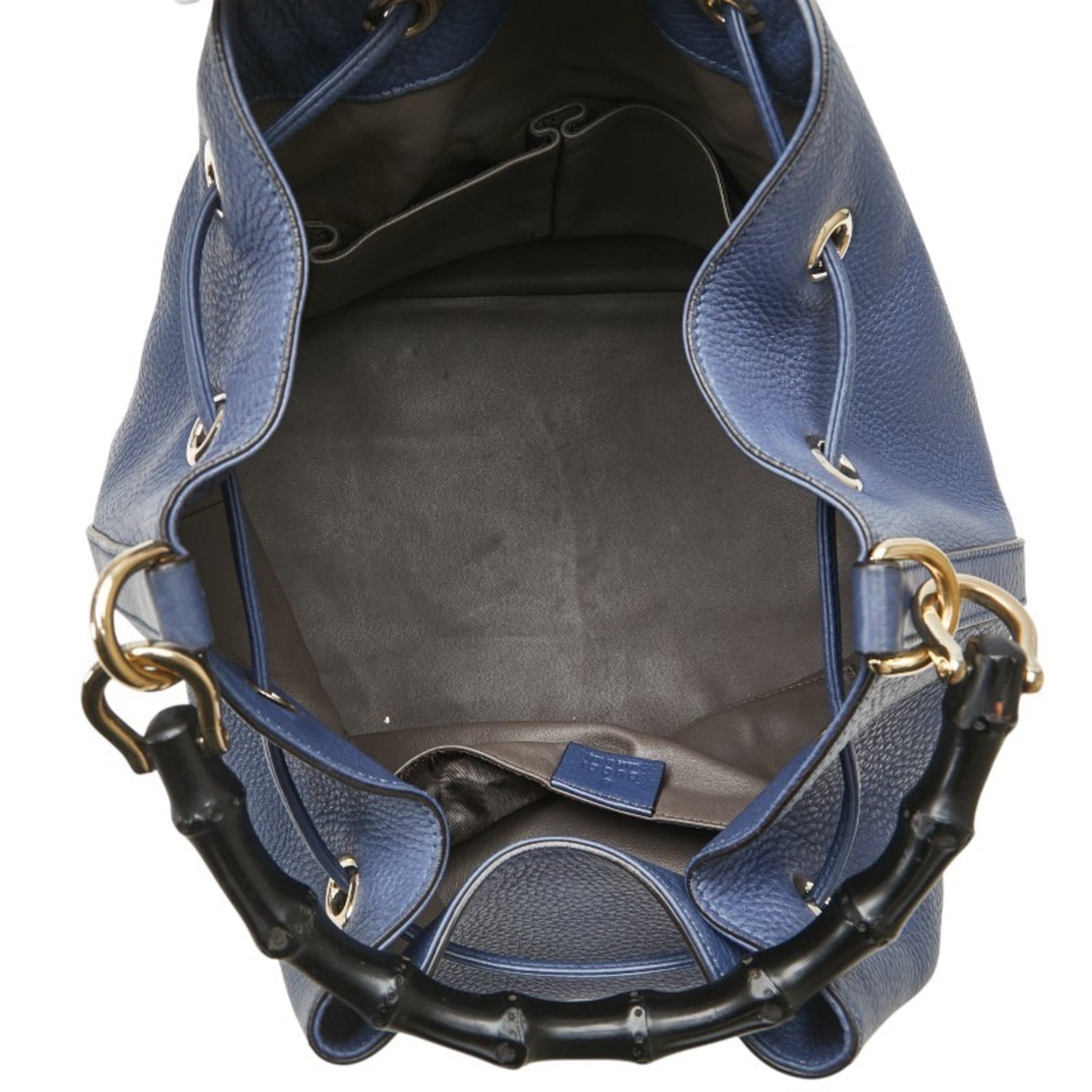 Gucci Bamboo Navy Leather Handbag Shoulder Bag