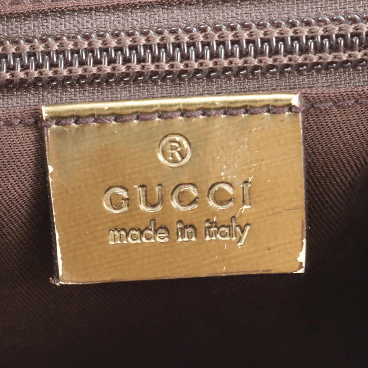Gucci Beige Leather Canvas Shoulder Bag