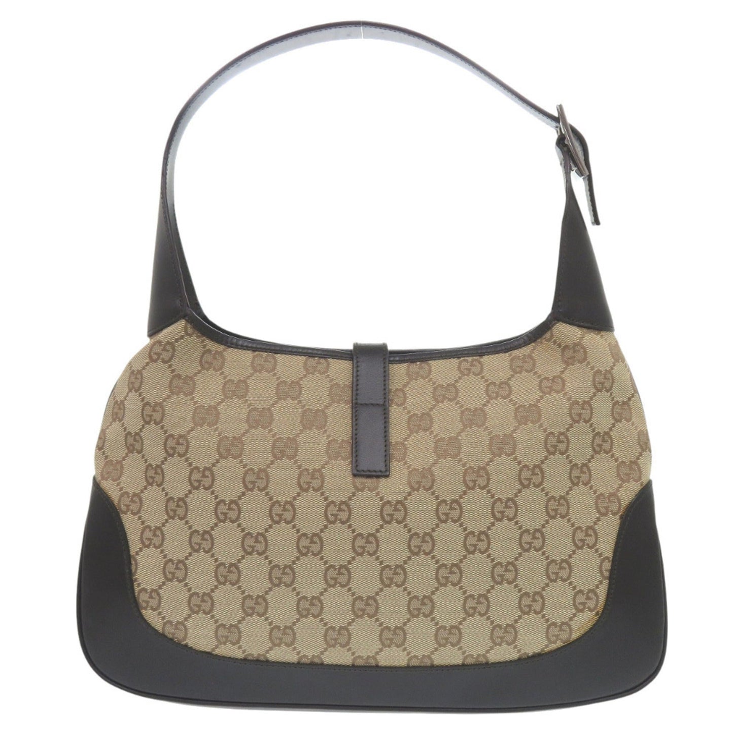 Gucci Beige Black Brown Gg Canvas Leather Shoulder Bag