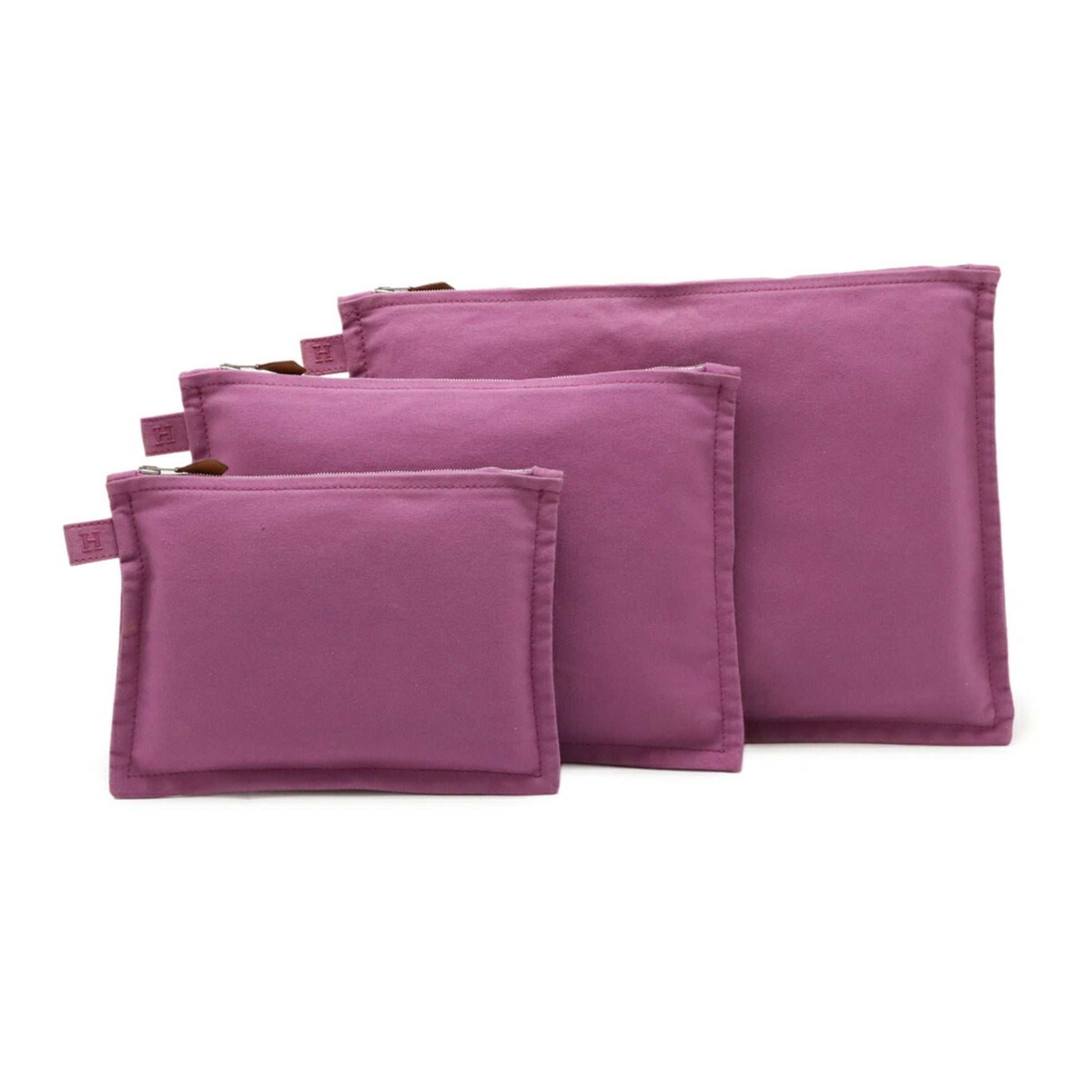 Hermes Cotton Clutch Bag Pouch Canvas Purple