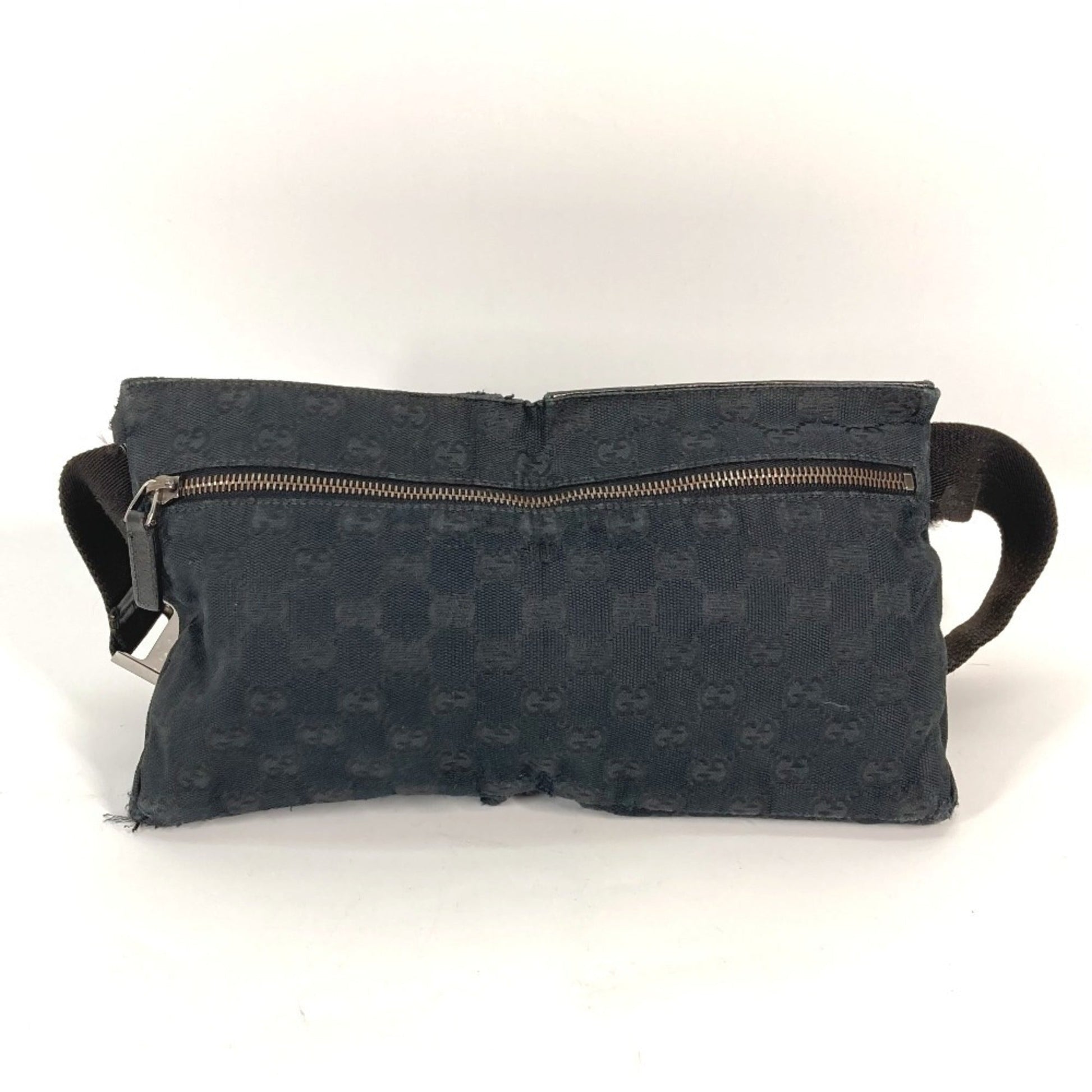 Gucci Black Gg Canvas Leather Fanny Pack Sling Bag