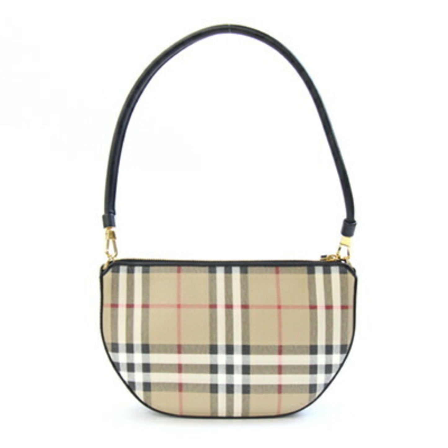 Burberry Pvc Clutch Bag Pouch Leather Black Beige