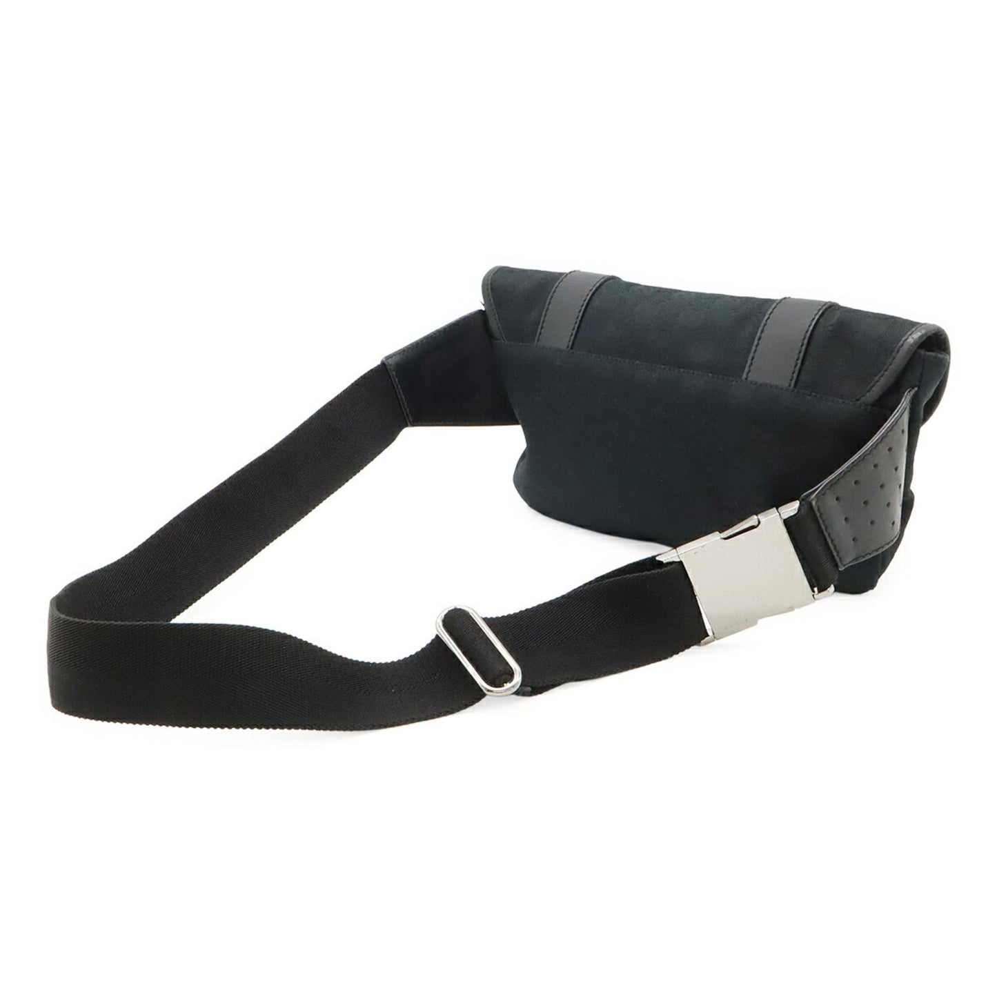 Gucci Black Gg Canvas Leather Pouch Sling Bag