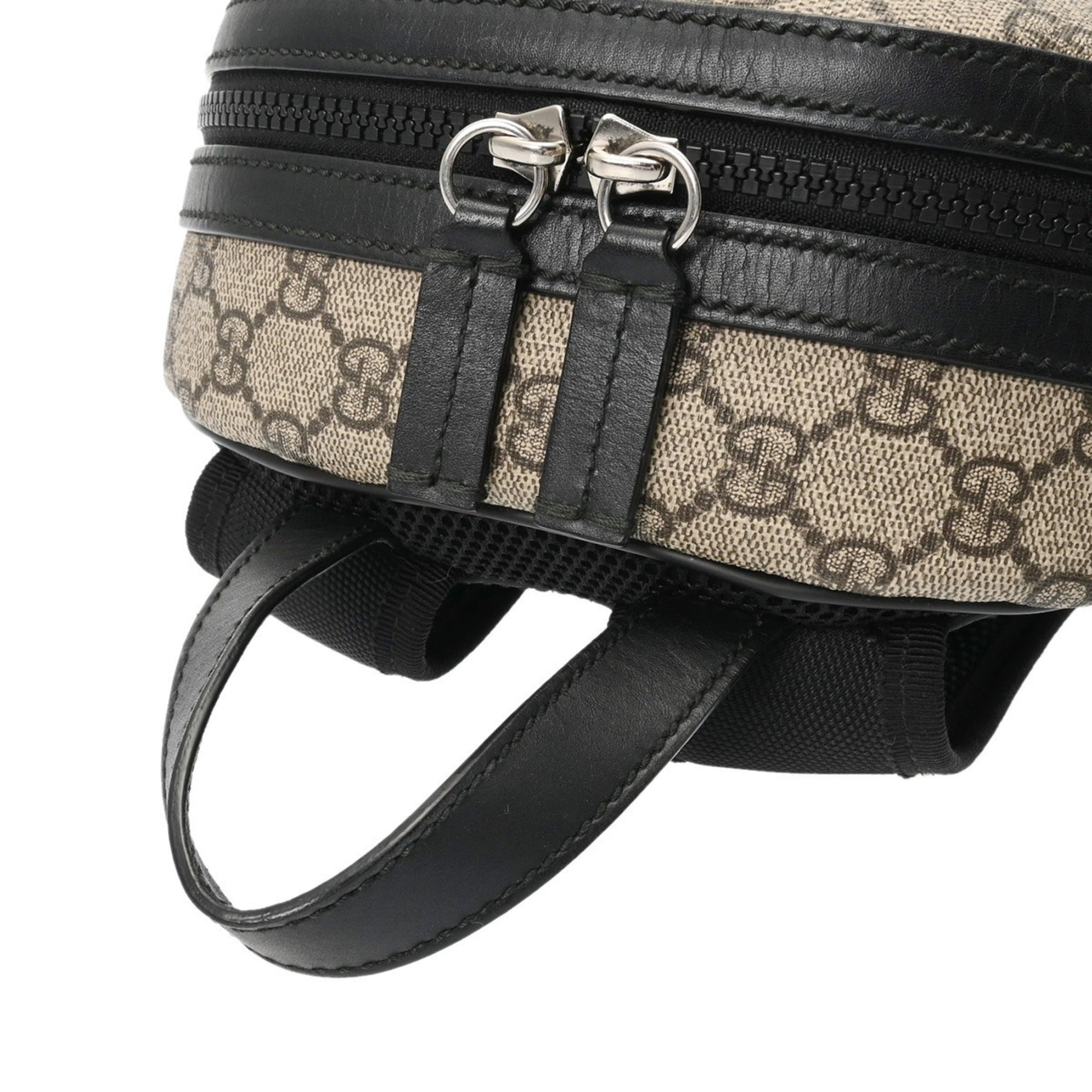 Gucci Beige Gg Supreme Canvas Leather Backpack
