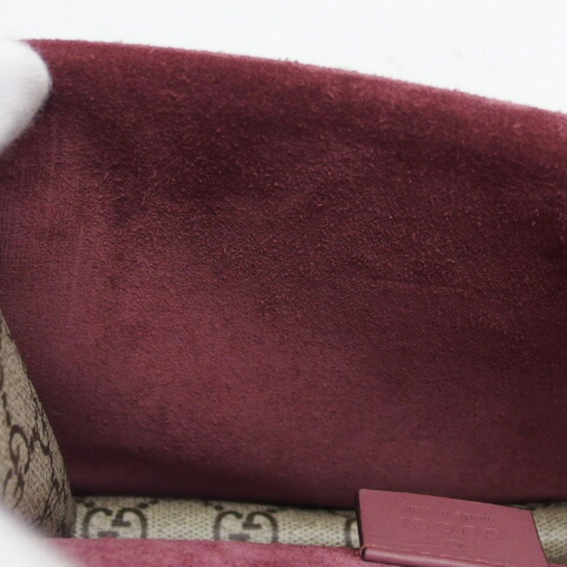 Gucci Beige Bordeaux Pink Coated Canvas Suede Shoulder Bag