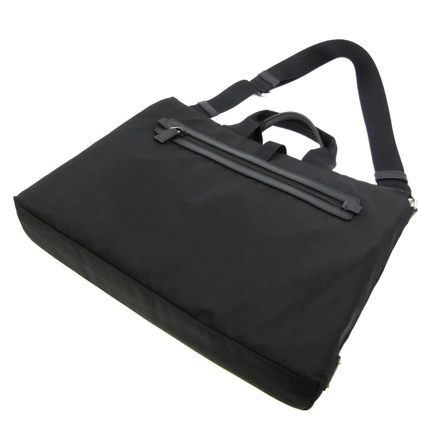 Prada Women Men Shoulder Bag Leather Nylon Black