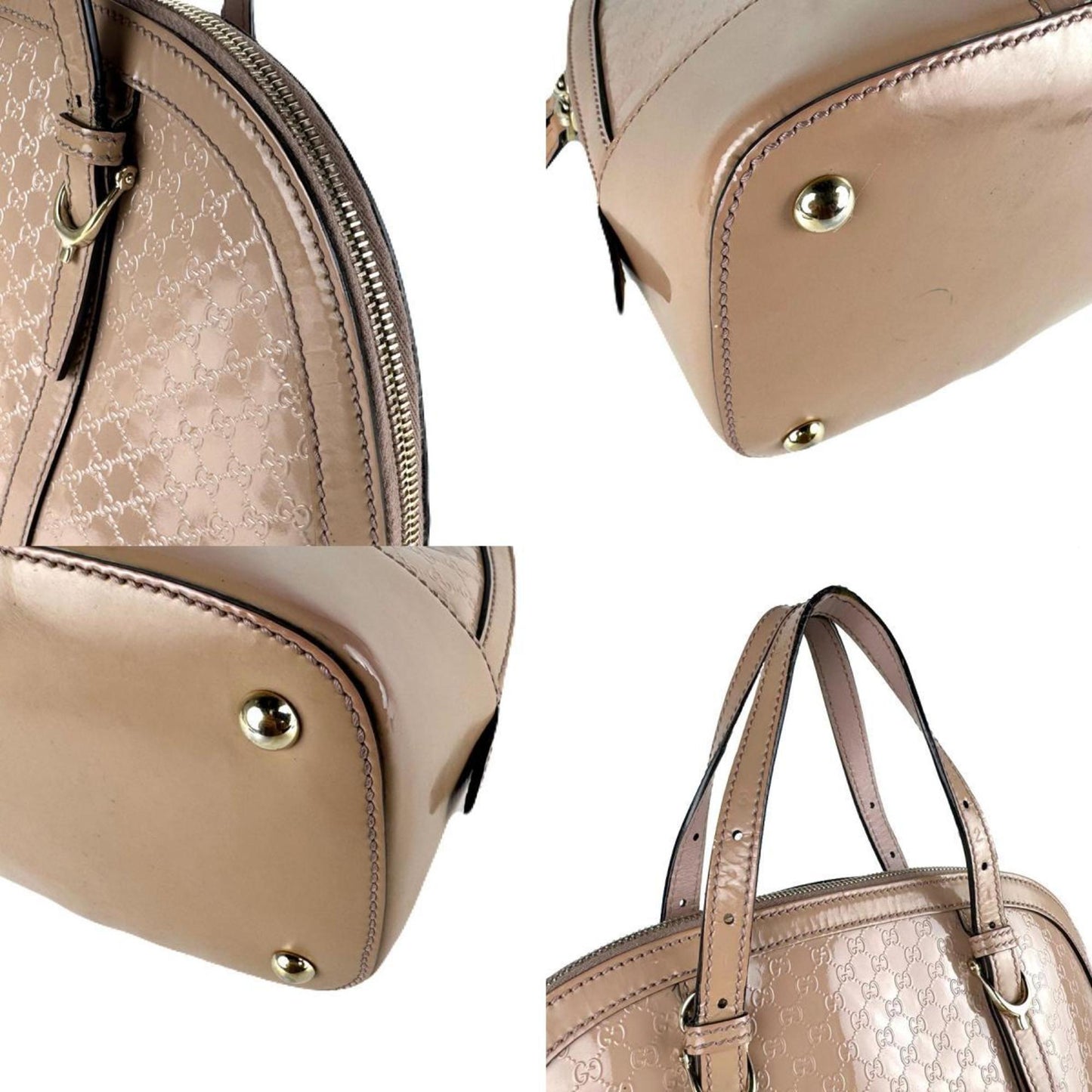 Gucci Pink Beige Patent Leather Handbag Shoulder Bag