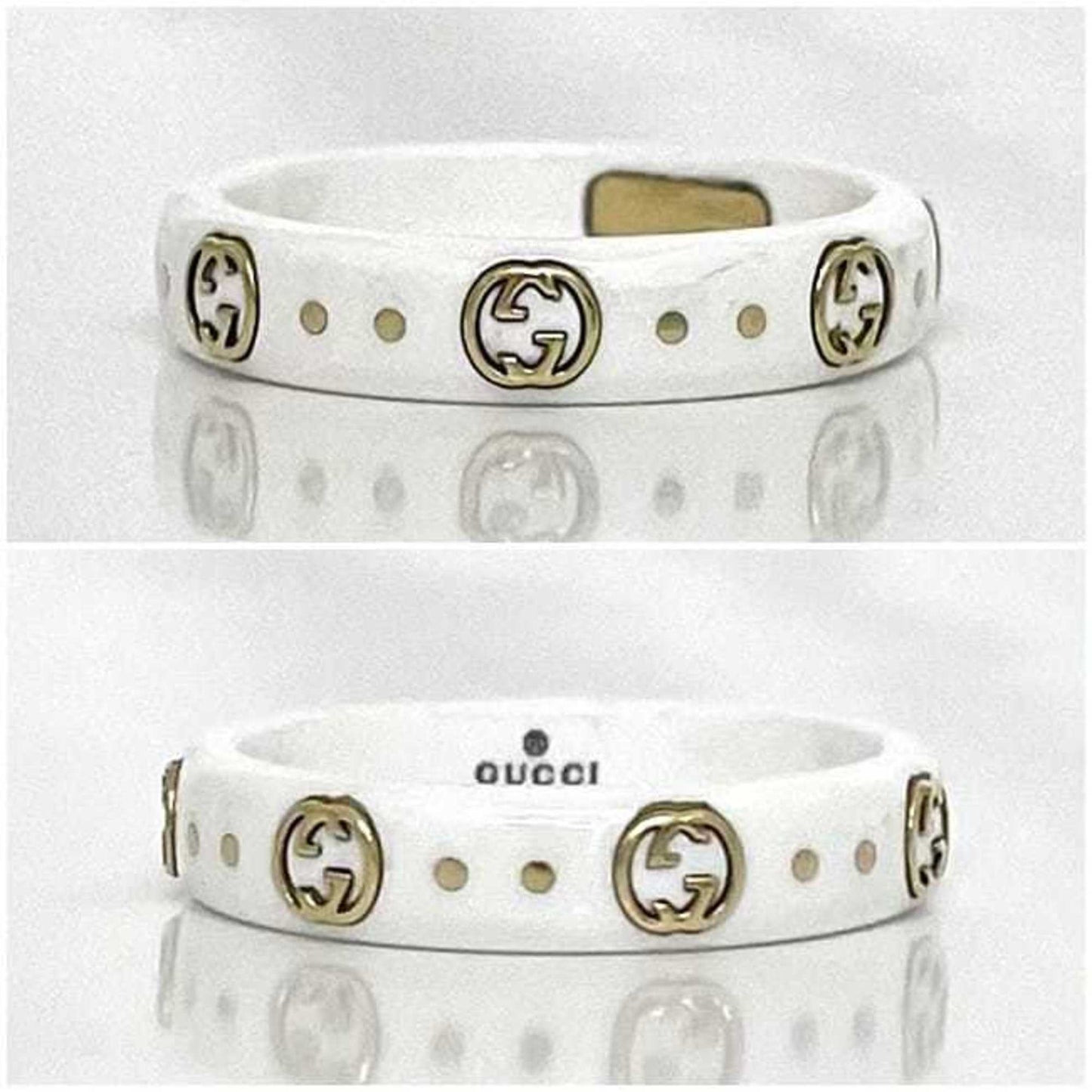 Gucci White Yellow Gold Ceramic Yellow Gold (18K) Band Ring