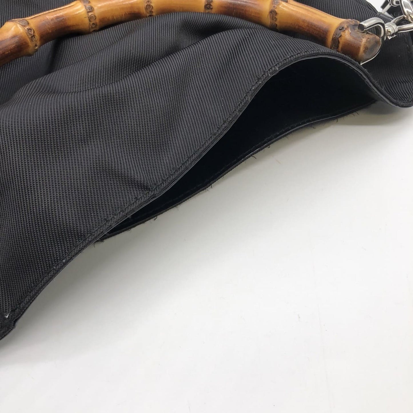 Gucci Black Bamboo Nylon Handbag Shoulder Bag