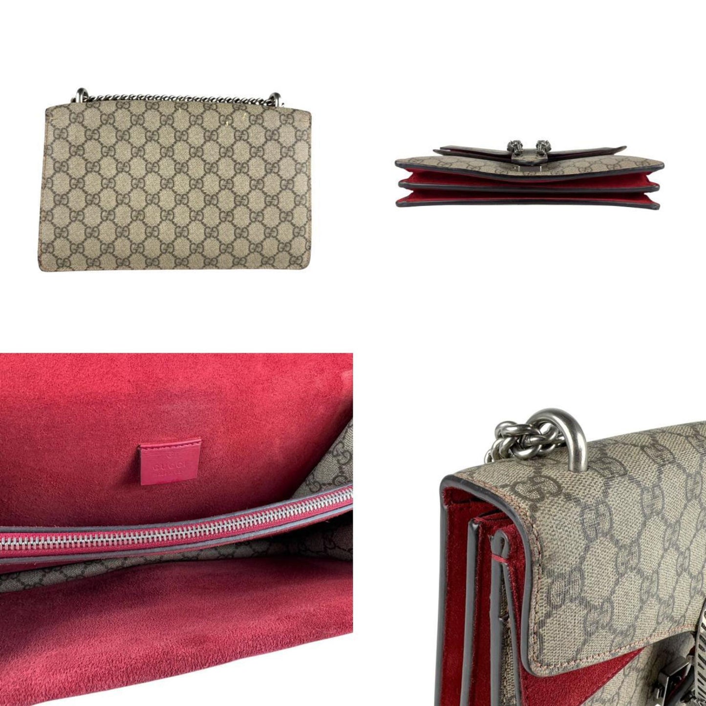 Gucci Brown Red Color Gg Supreme Shoulder Bag