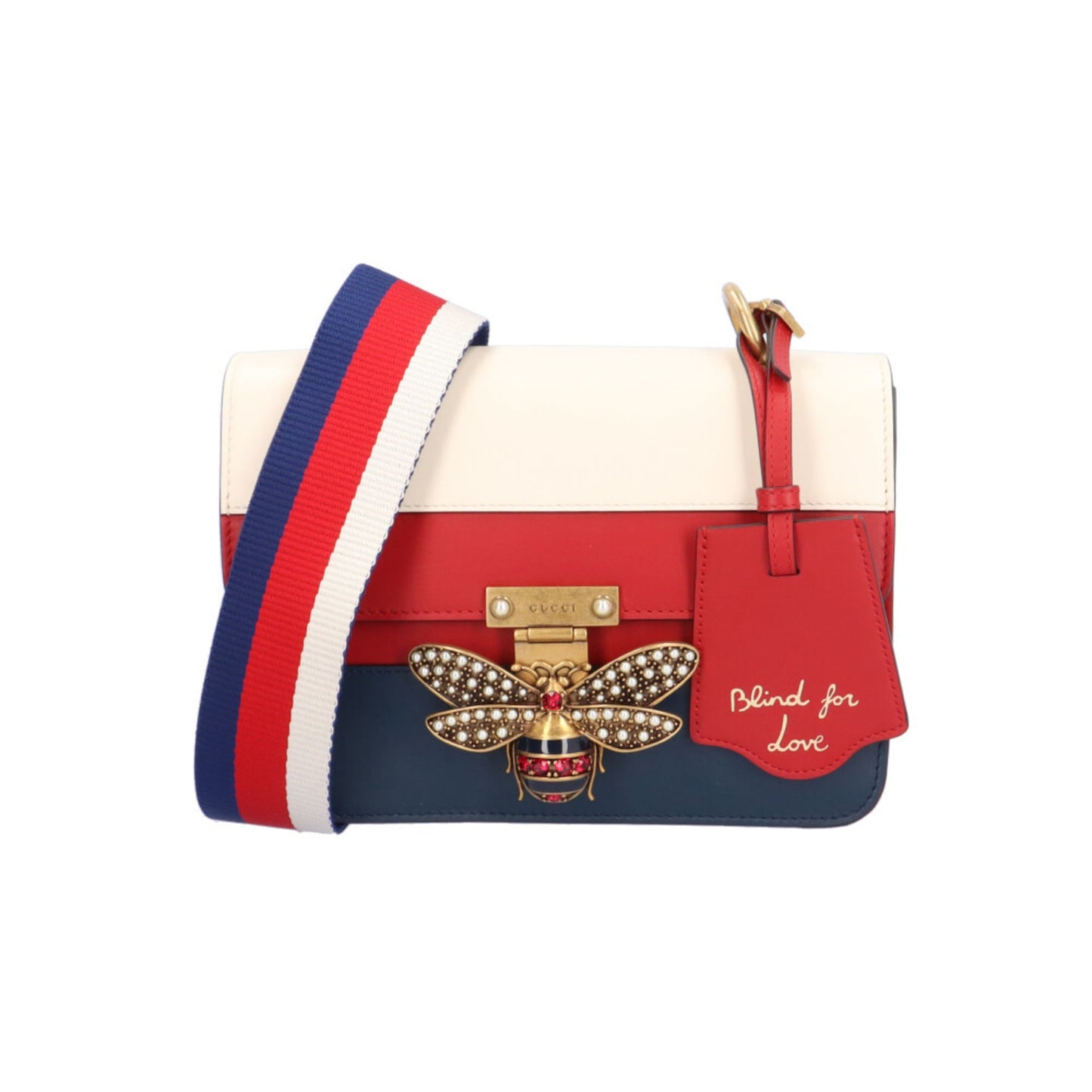 Gucci Navy Red Color White Leather Shoulder Bag