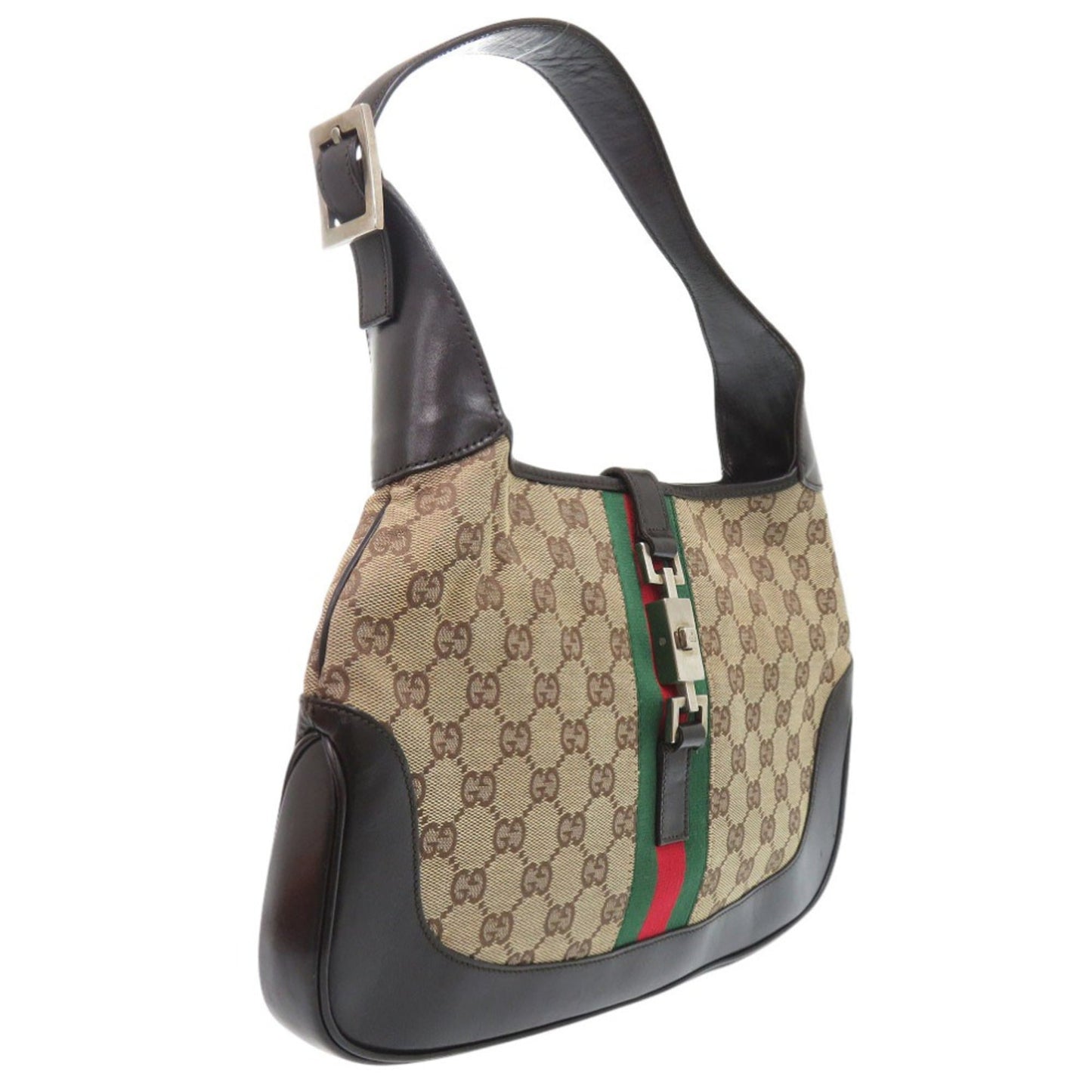 Gucci Beige Gg Canvas Leather Handbag Shoulder Bag