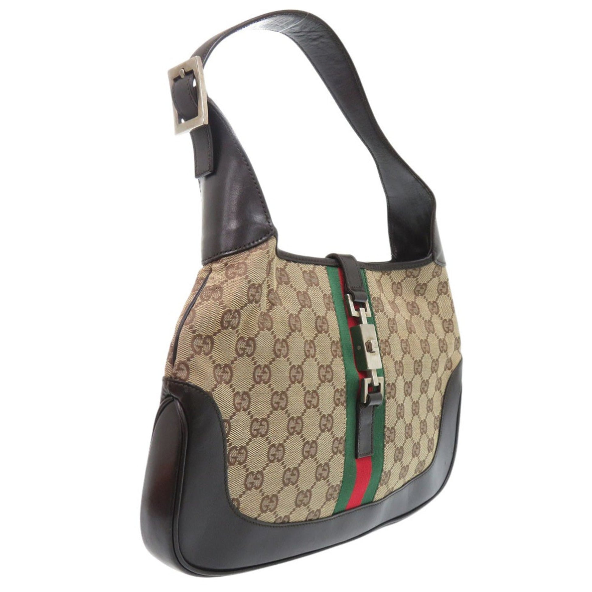 Gucci Beige Gg Canvas Leather Handbag Shoulder Bag