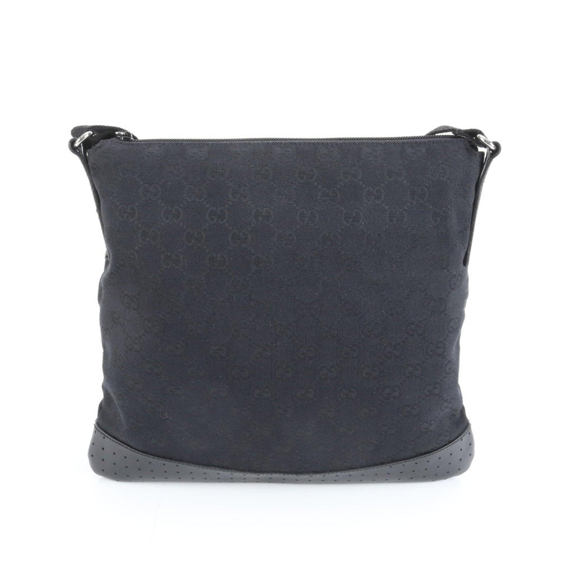 Gucci Black Leather Canvas Shoulder Bag