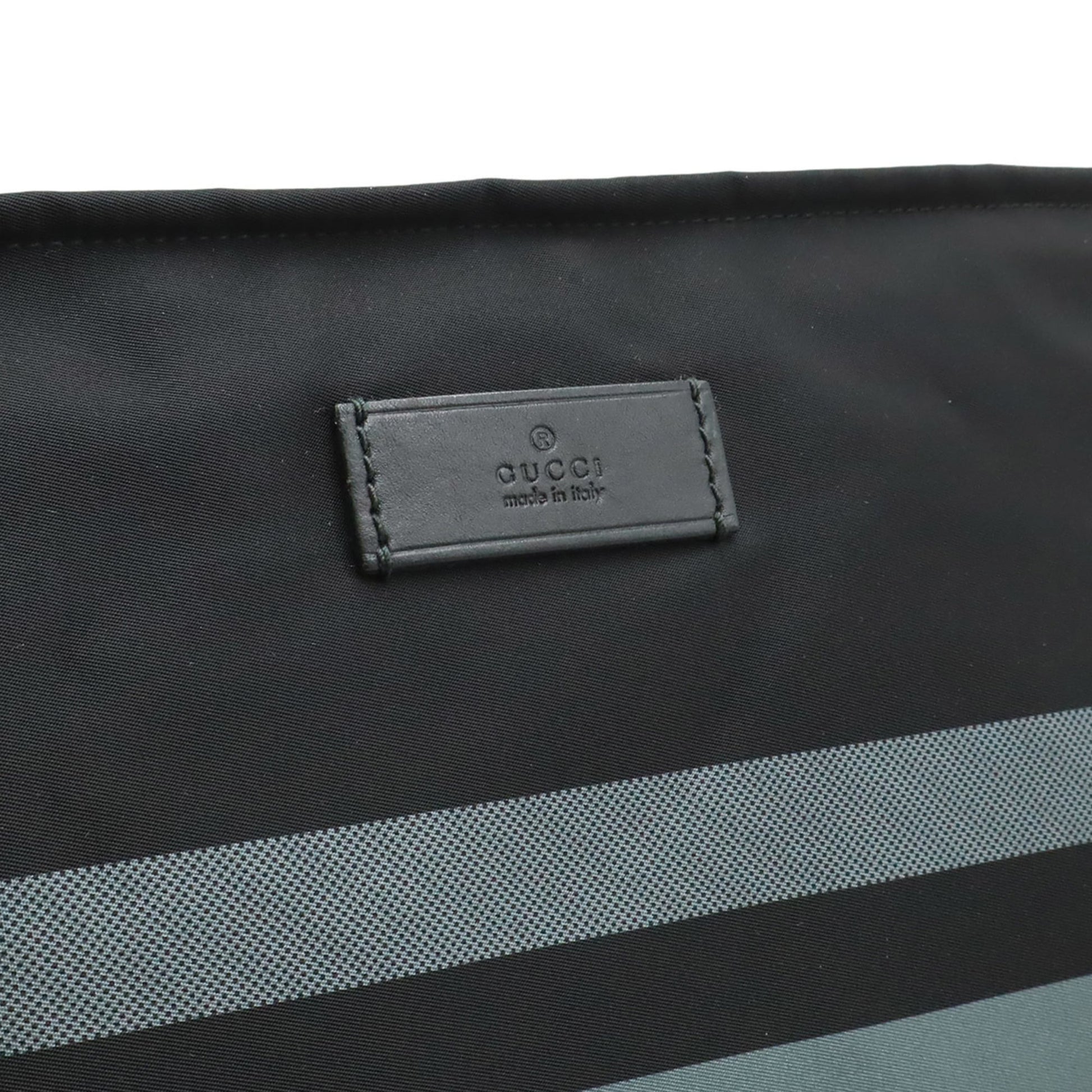 Gucci Black Gray Nylon Leather Shoulder Bag