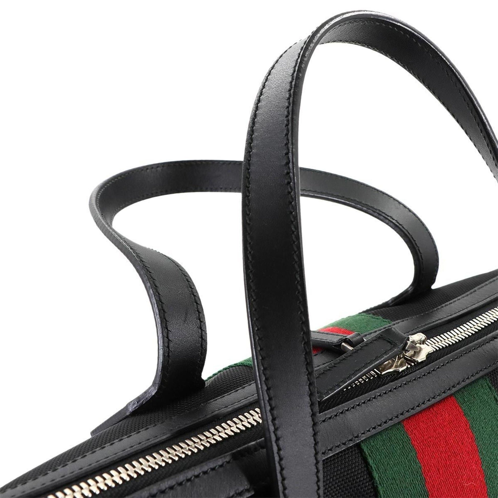 Gucci Black Nylon Canvas Leather Shoulder Bag Tote Bag