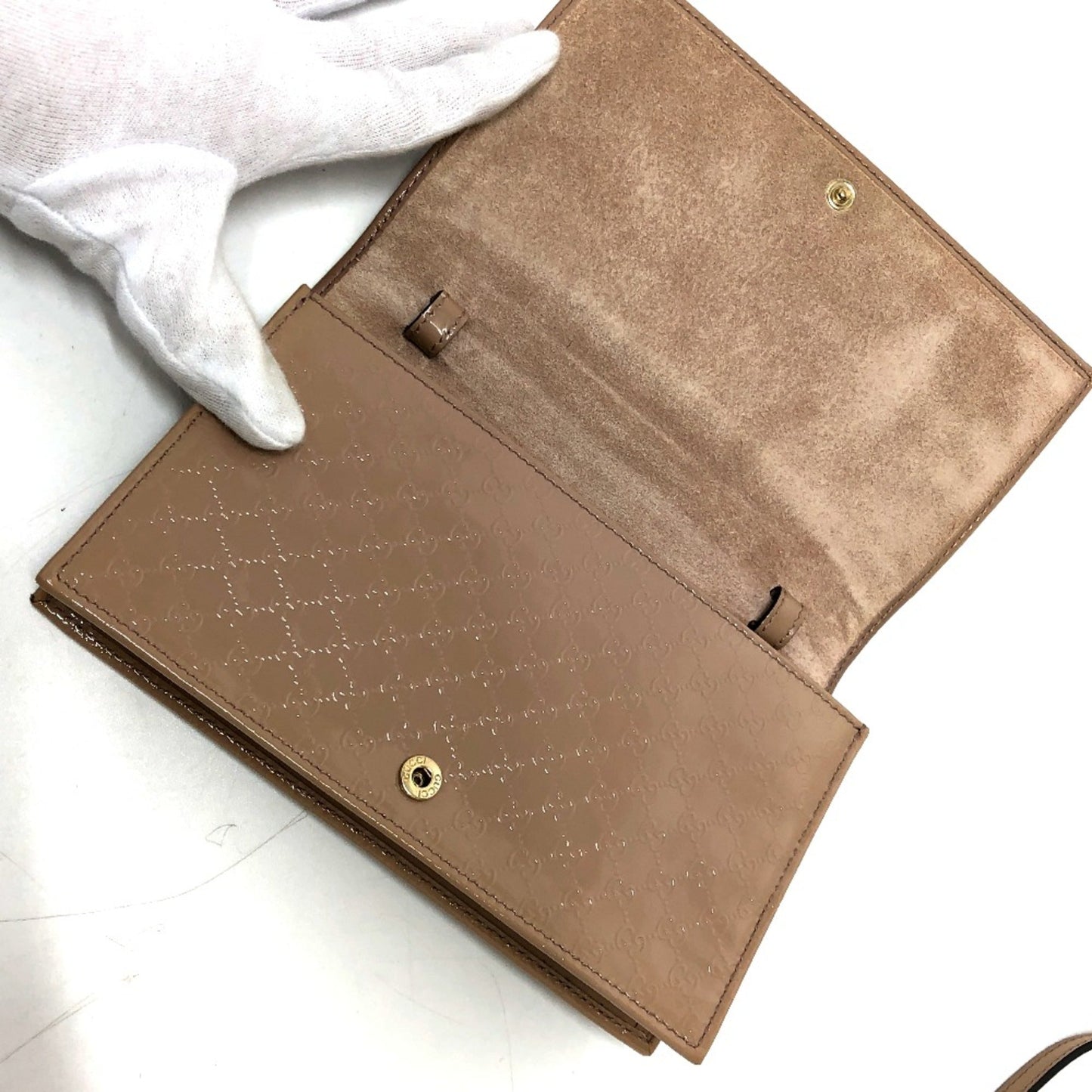 Gucci Beige Patent Leather Shoulder Bag