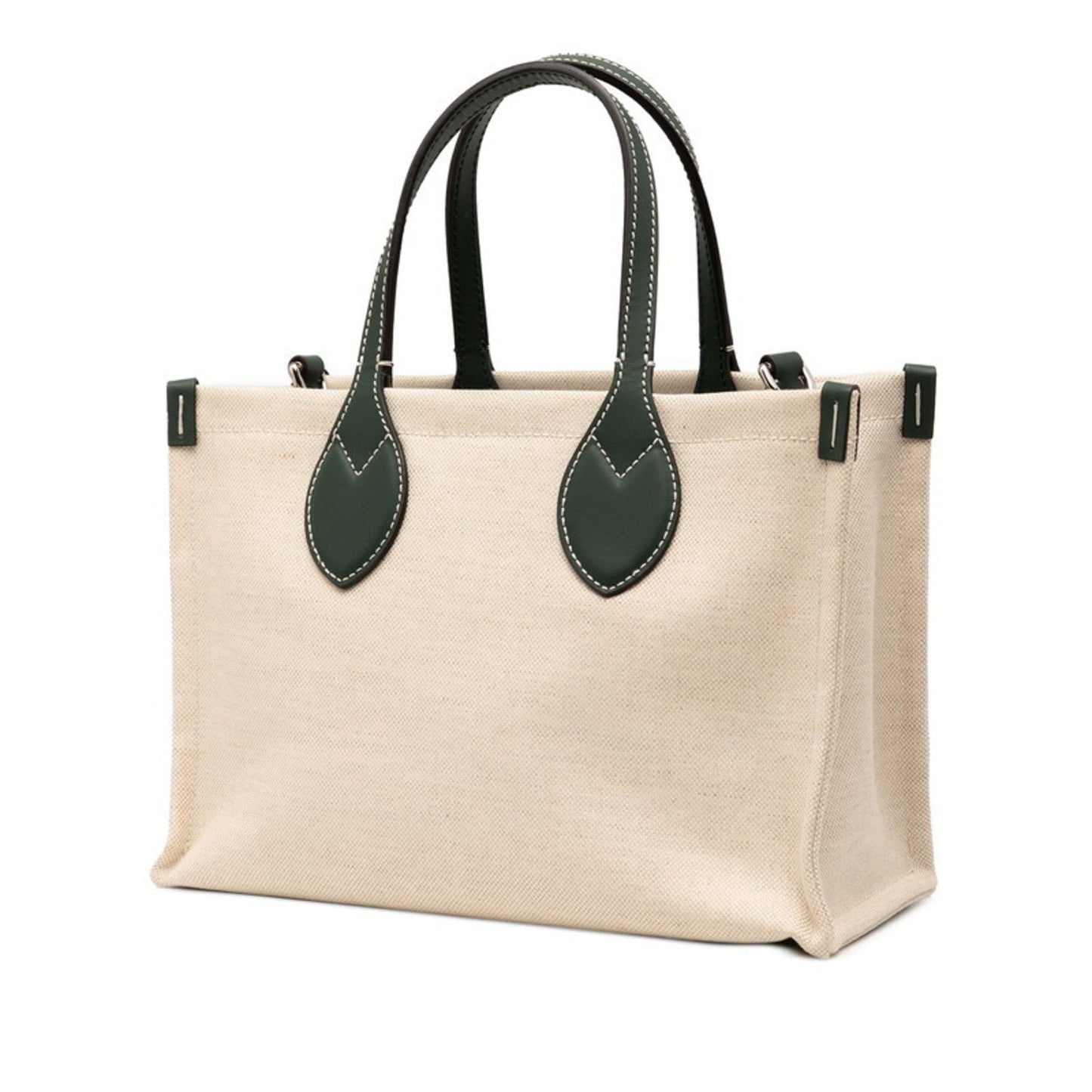 Gucci Beige Green Canvas Leather Shoulder Bag