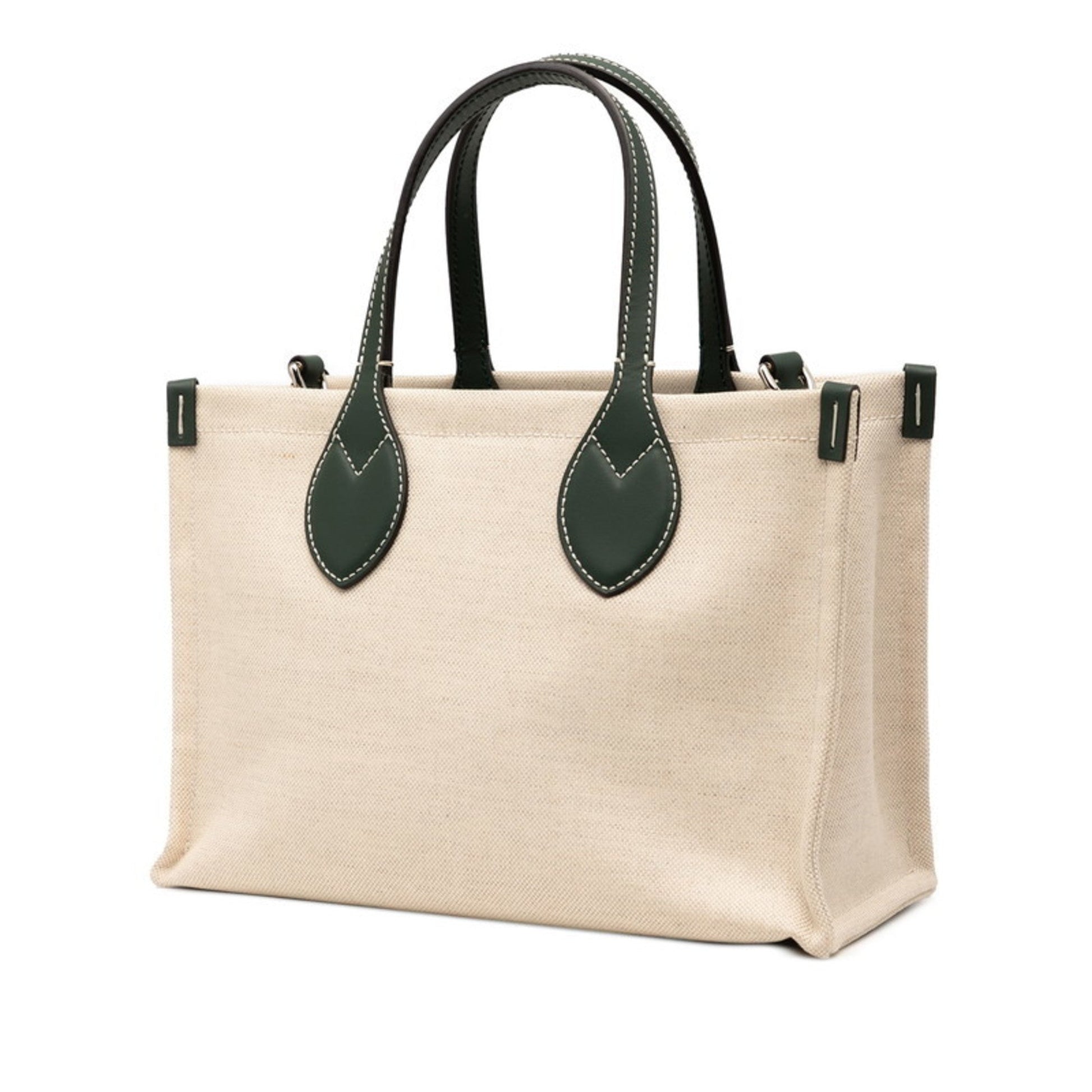Gucci Beige Green Canvas Leather Shoulder Bag