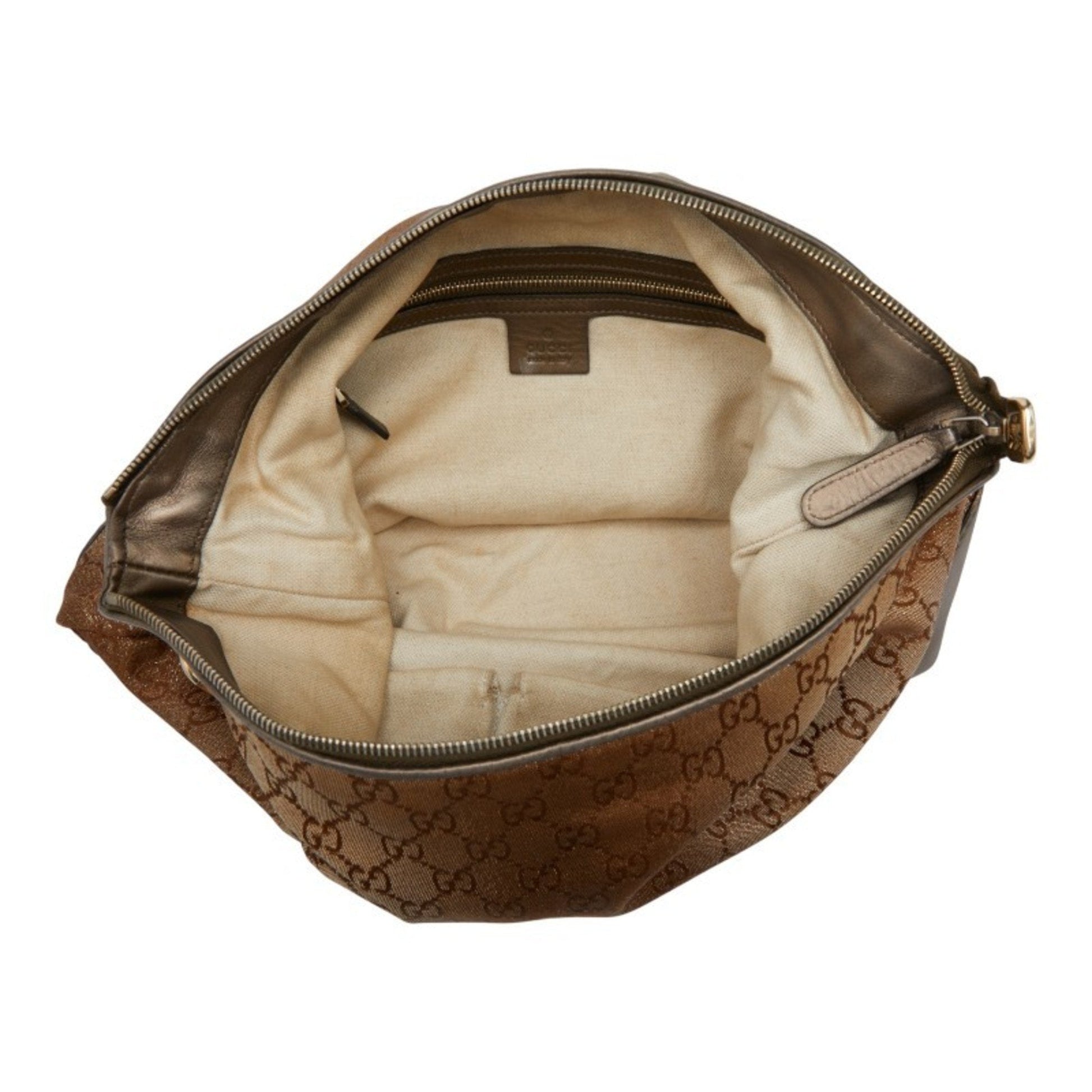 Gucci Brown Canvas Leather Shoulder Bag