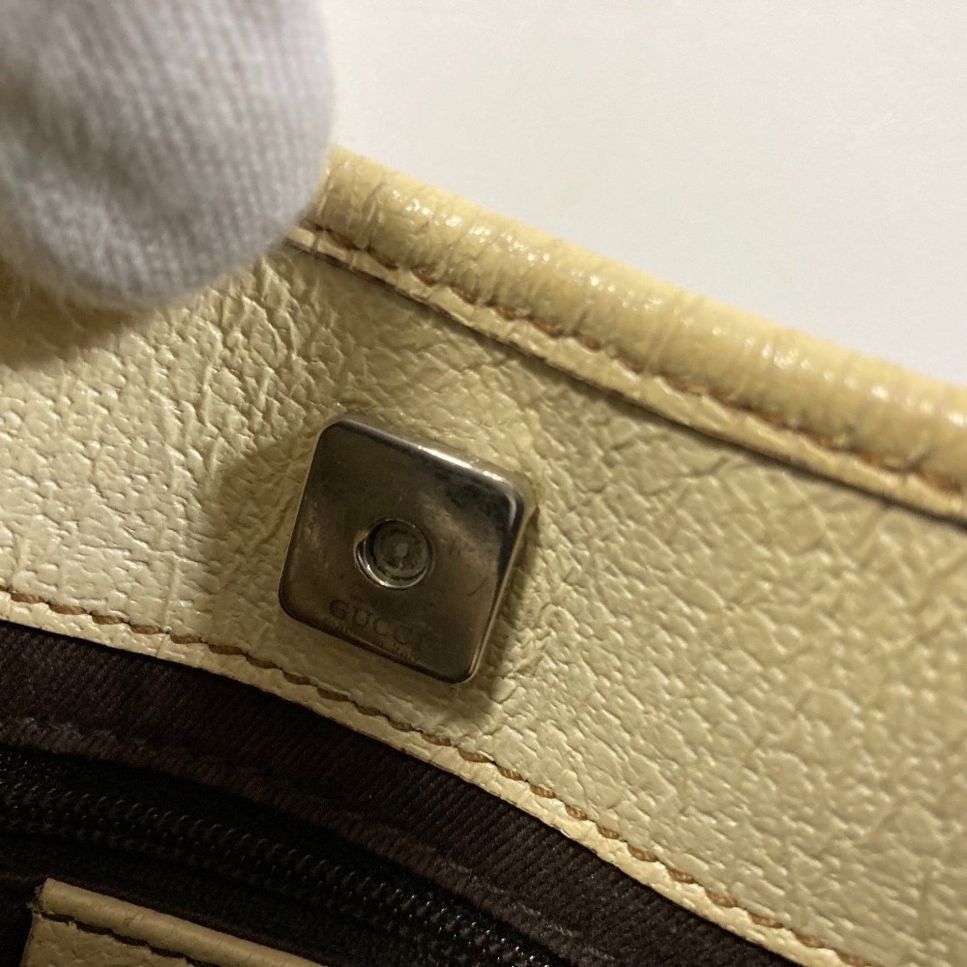 Gucci Beige Gg Canvas Leather Handbag