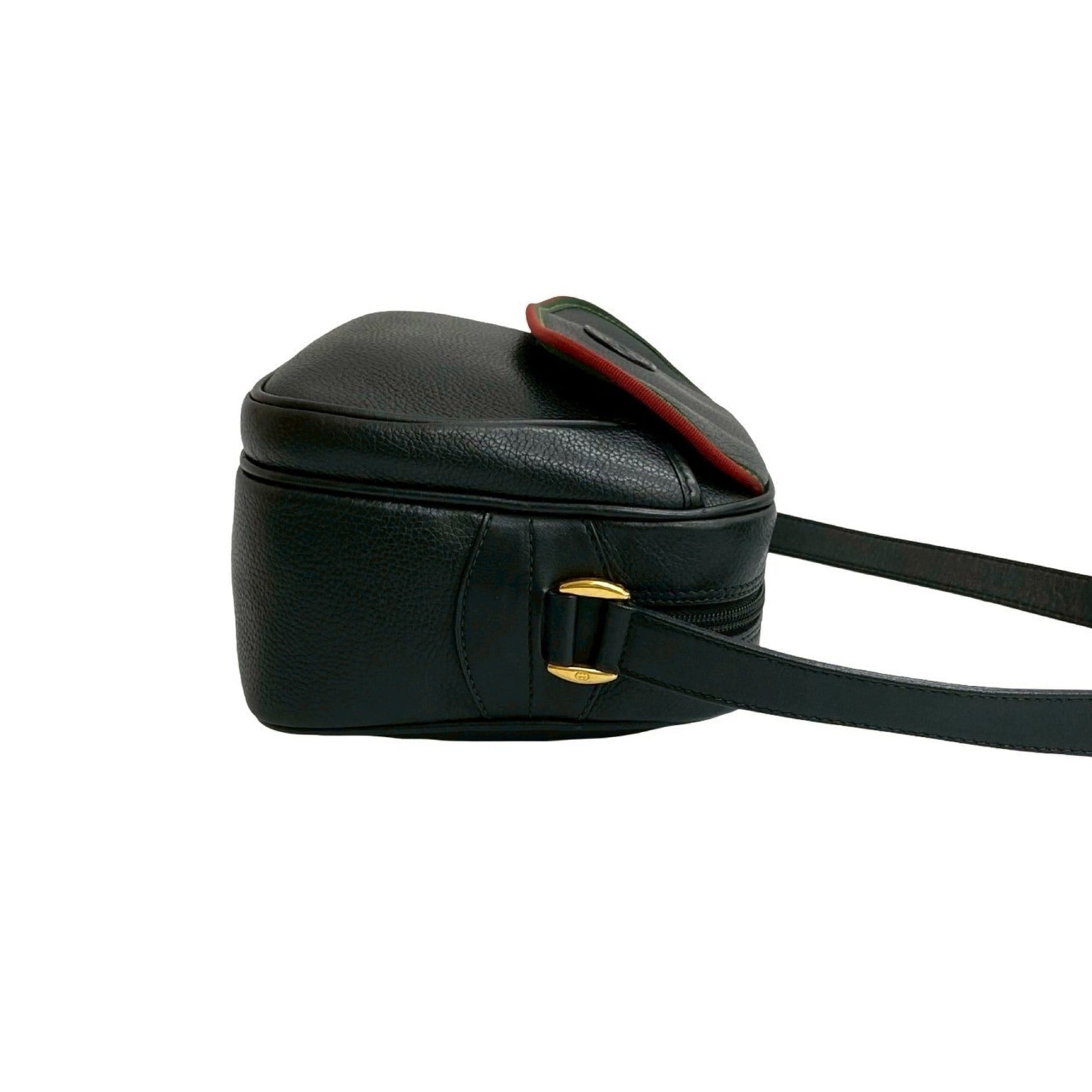 Gucci Black Green Red Color Leather Pochette Shoulder Bag