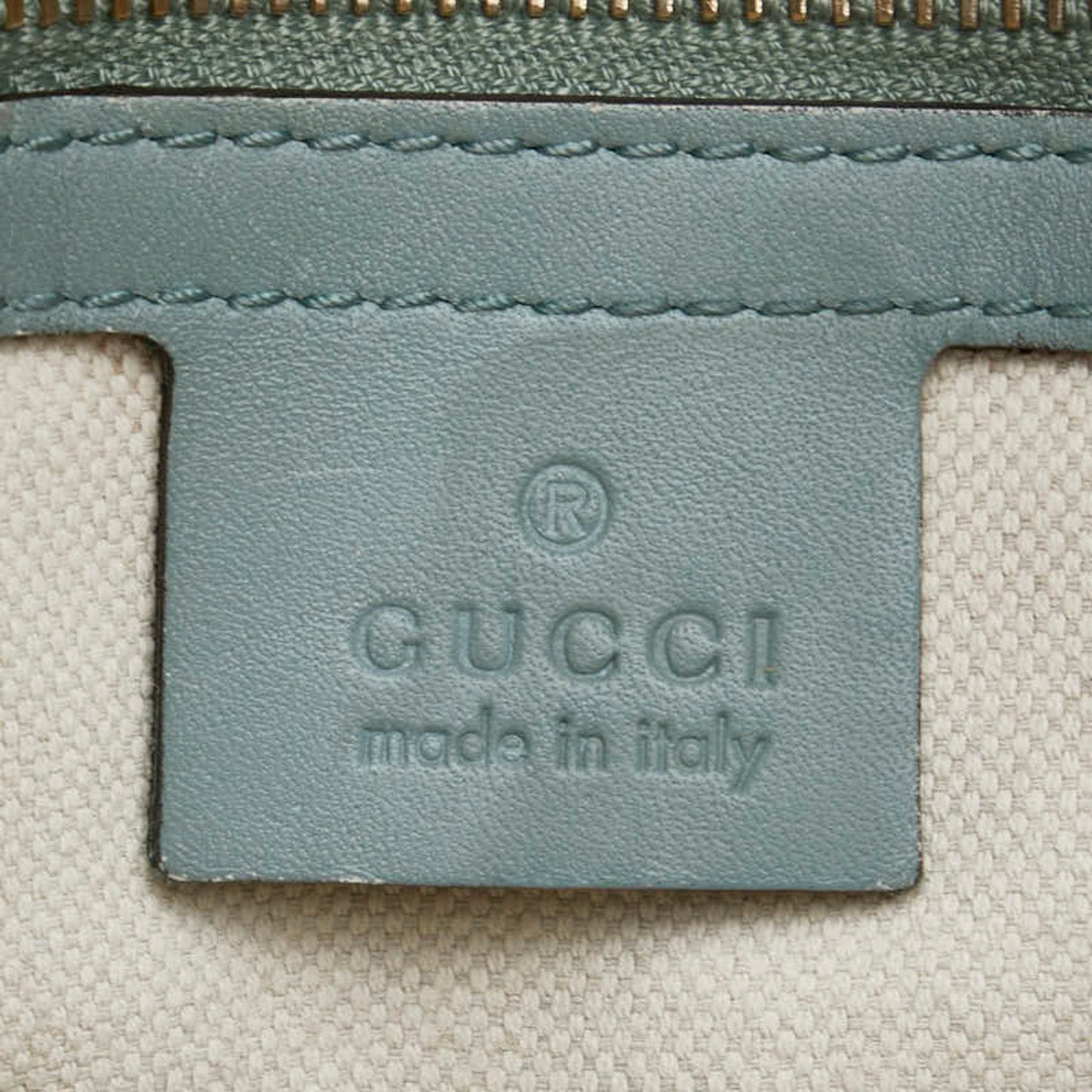 Gucci Beige Blue Canvas Leather Handbag Shoulder Bag