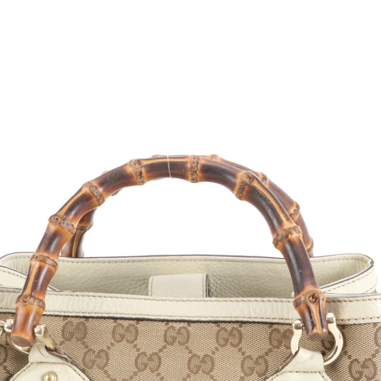 Gucci Beige Leather Canvas Shoulder Bag