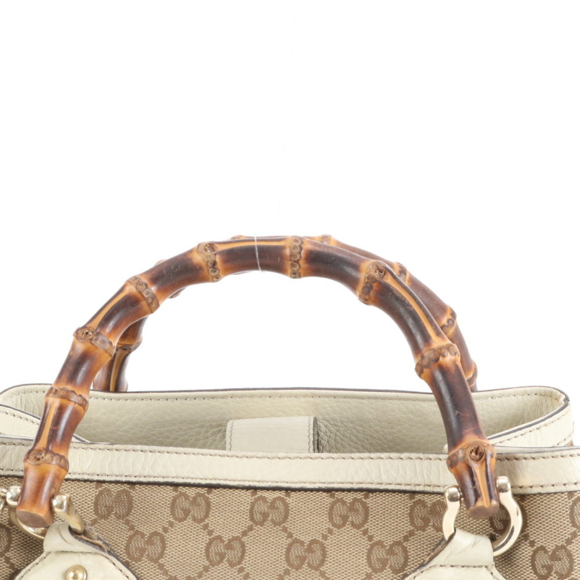Gucci Beige Leather Canvas Shoulder Bag