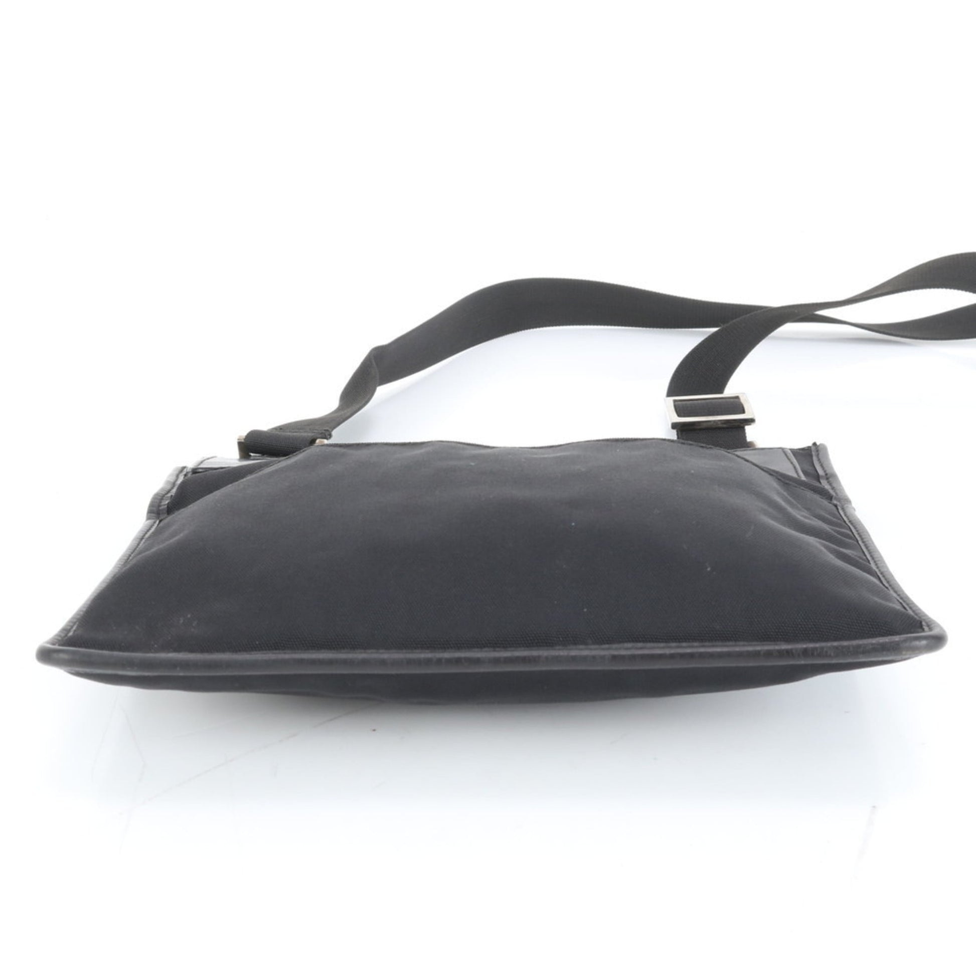 Gucci Black Leather Nylon Shoulder Bag