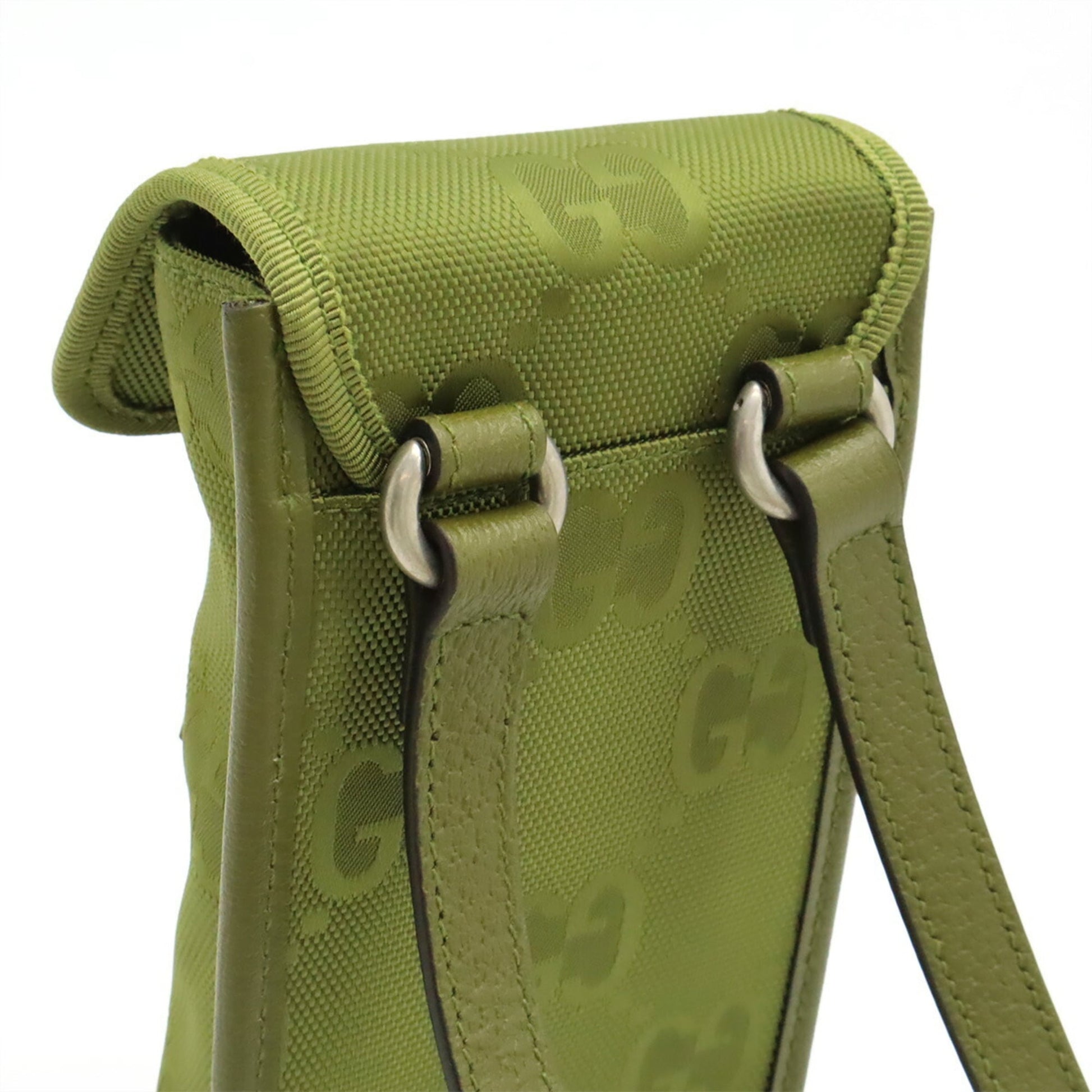 Gucci Green Khaki Nylon Canvas Leather Shoulder Bag