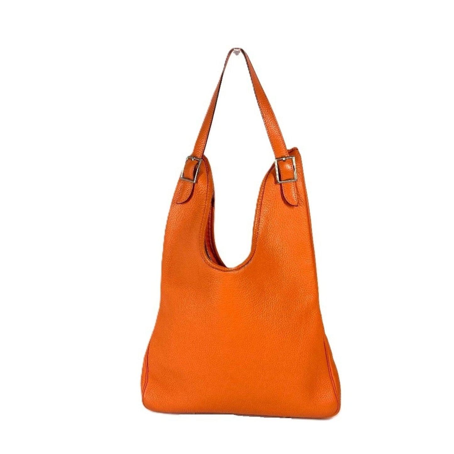 Hermes Taurillon Clemence Shoulder Bag Leather Orange Shoulder Bag 7
