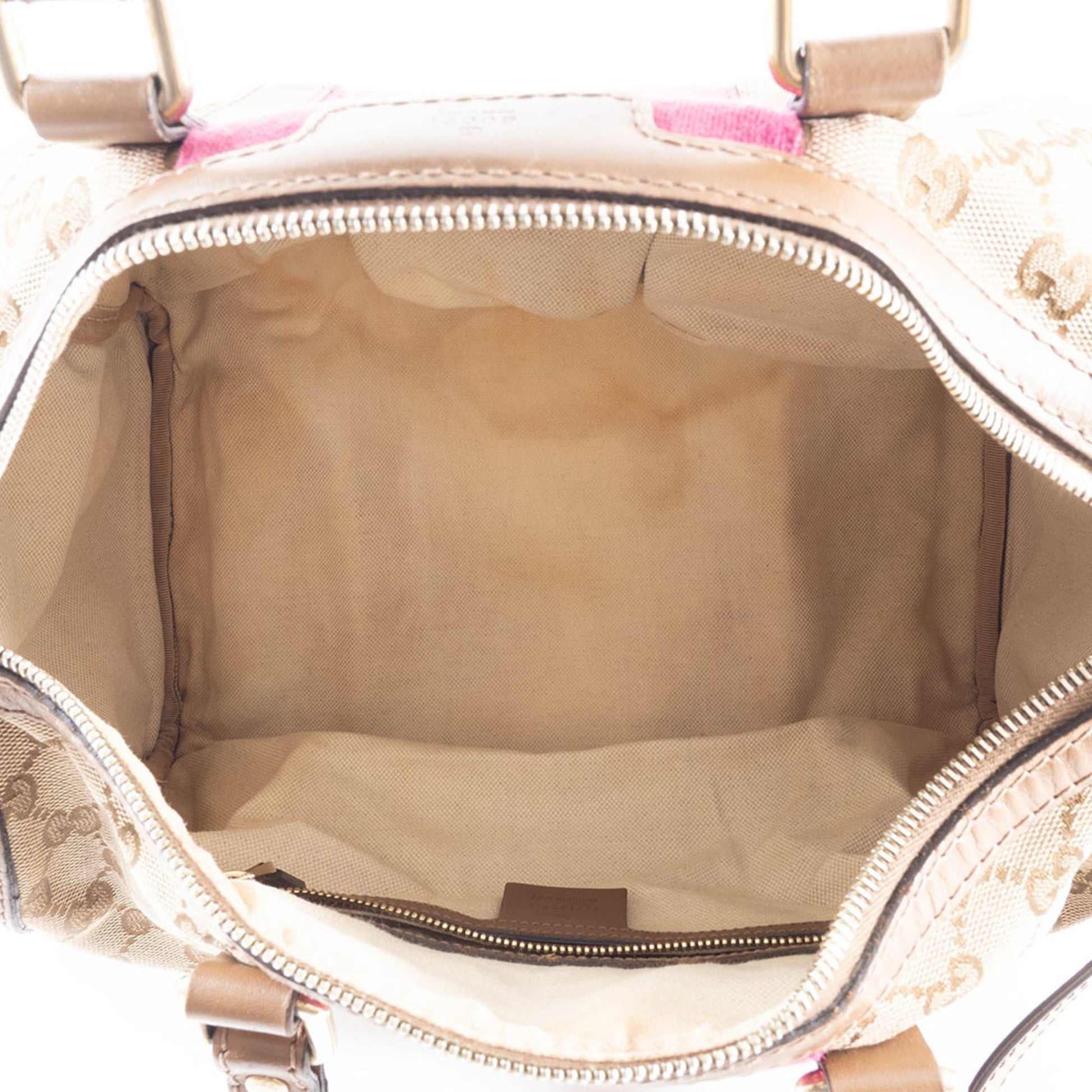 Gucci Brown Pink Gg Canvas Leather Boston Bag Shoulder Bag